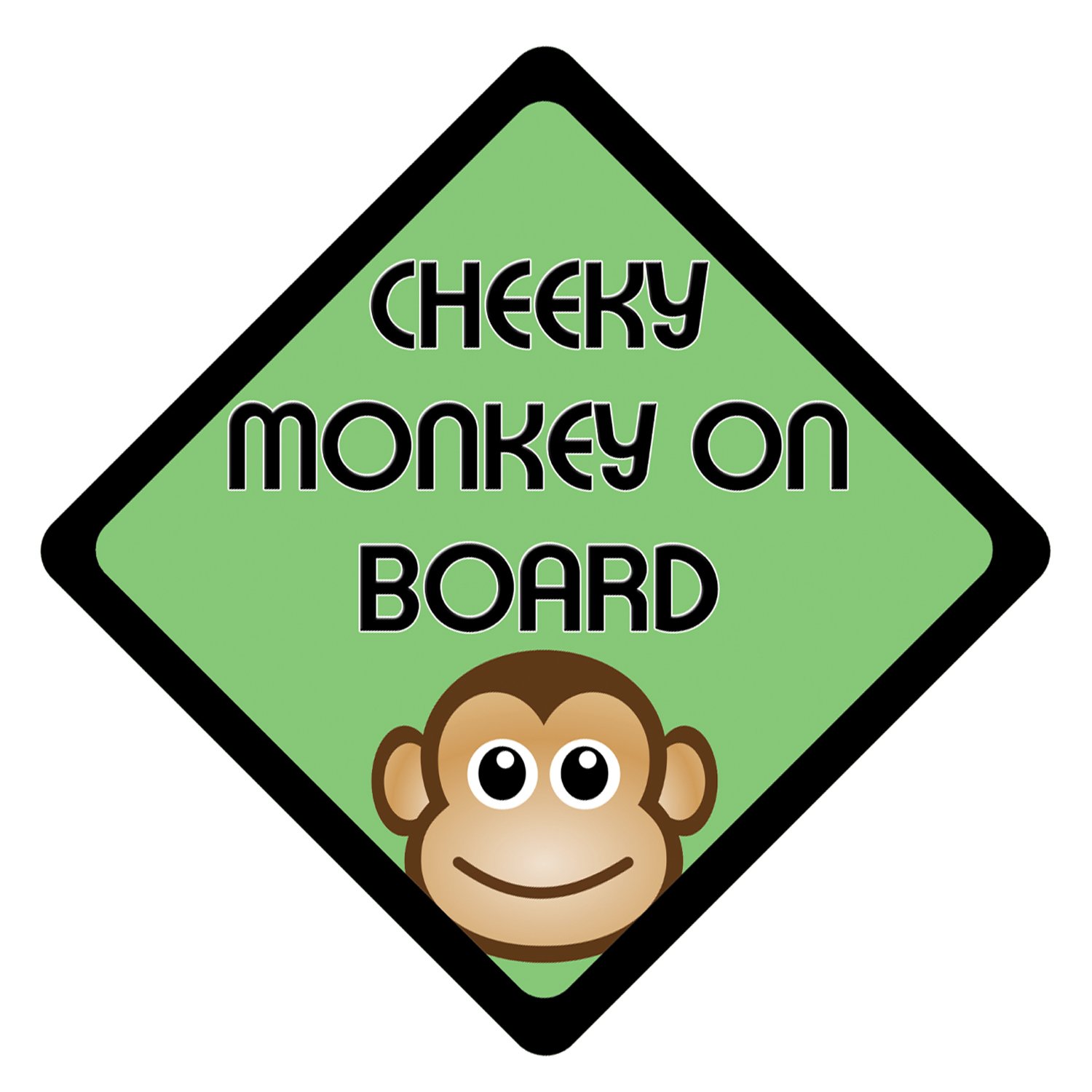 Pncgrafix Cheeky Monkey On Board Warning Safety Vehicle Decal/Vinyl/Sticker (Full Colour)
