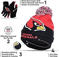 Vista 182 de Ultra Game Gorro de invierno de punto súper suave oficial de la NFL con guantes extra cálidos para pantalla táctil