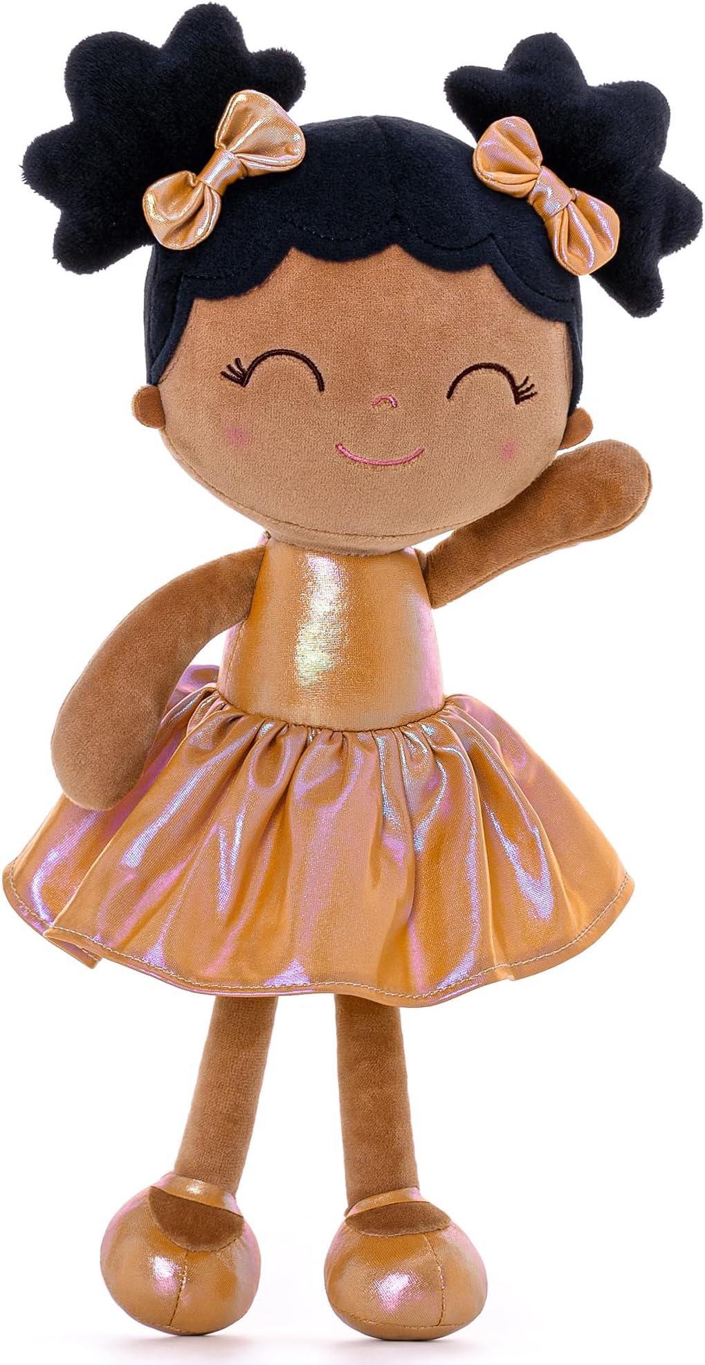 Gloveleya Baby Girl Gifts First Baby Doll Rag Doll Baby Dolls Soft Doll Curvy Illusion Girl Black Gold 12inches