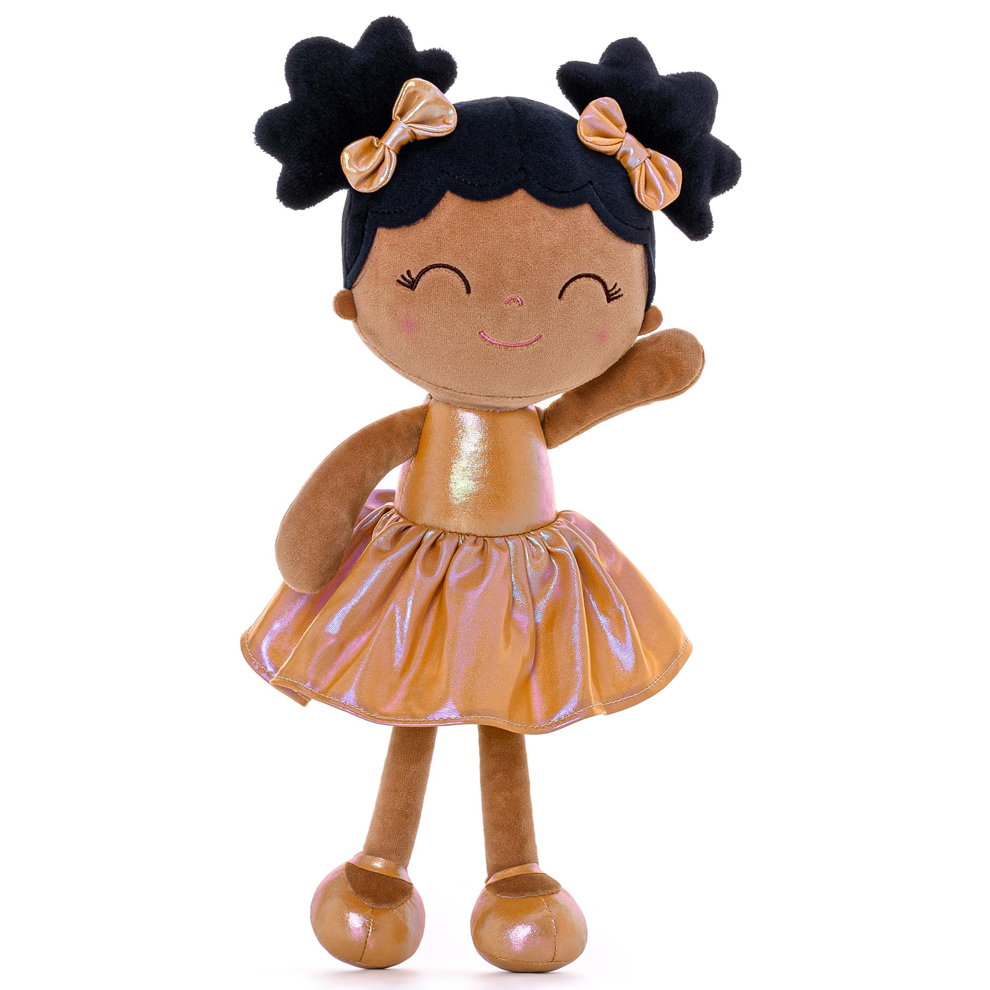 Gloveleya Baby Girl Gifts First Baby Doll Rag Doll Baby Dolls Soft Doll Curvy Illusion Girl Black Gold 12inches