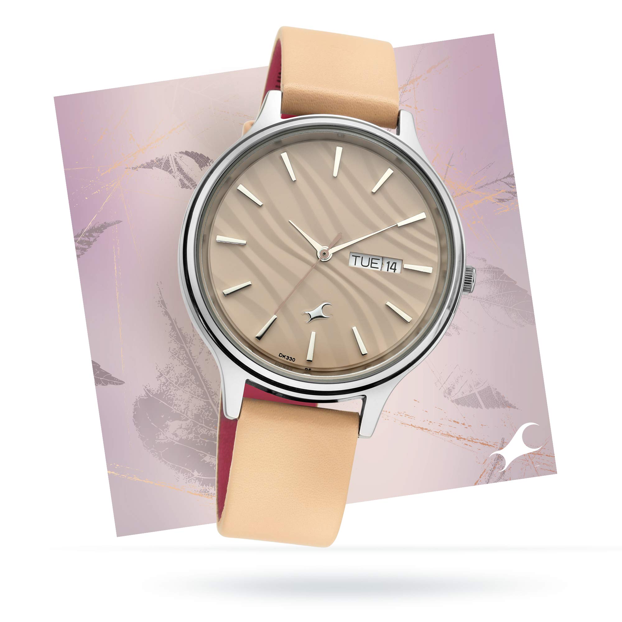 Fastrack Ruffles Quartz Analog with Day and Date Beige Dial Leather Strap Watch for Girls-NS6207SL02 (B08D3P53F3) Amazon Price History, Amazon Price Tracker