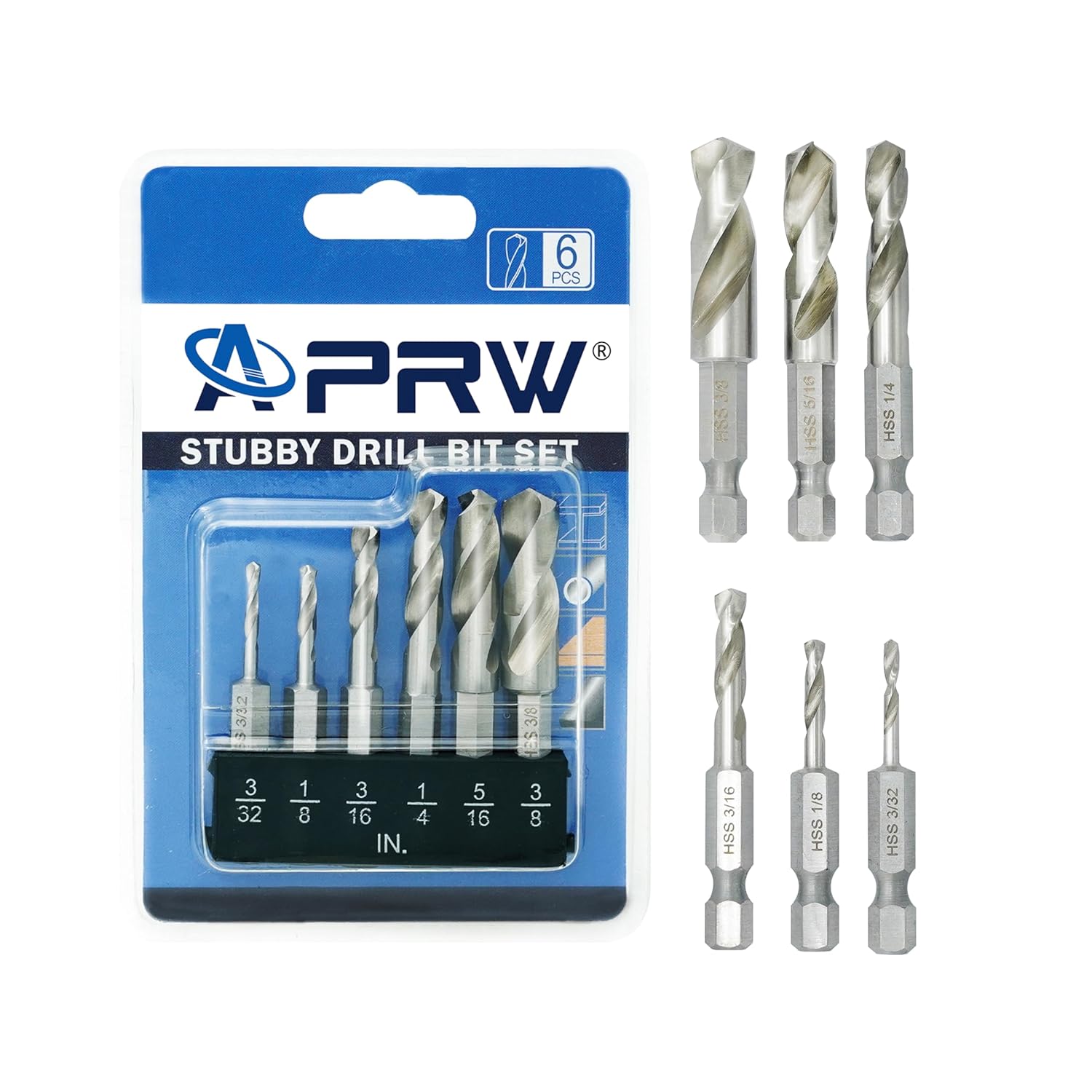 Drill Bit Sets 5pcs 1/4 Quick Change Hex Shank Metal Stubby Drill Bits ...