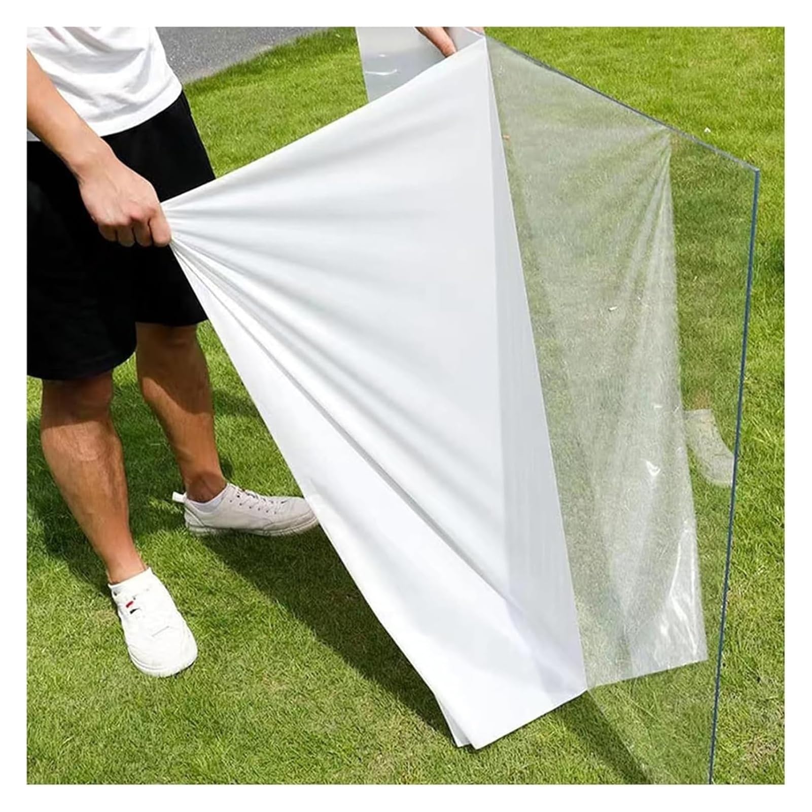 Lámina Para Techos de Policarbonato, Hoja Metacrilato PC Placa Protección UV Paneles de Techo Transparente for Invernaderos Jardines Garaje(1.56x8m/5.12x26.24ft)
