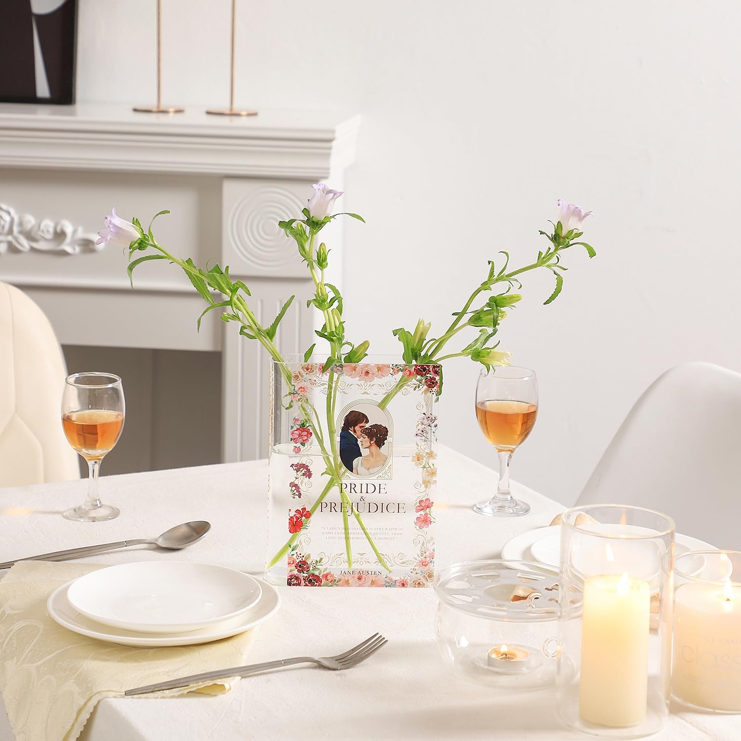 Acrylic Book Shaped Vase, Clear Book Flower Vase, Modern Decorative Vases for Home/Living Room/Bookshelf/Bedroom/Office Decor Aesthetic, Book Lovers Gifts(Pride) - Image 3