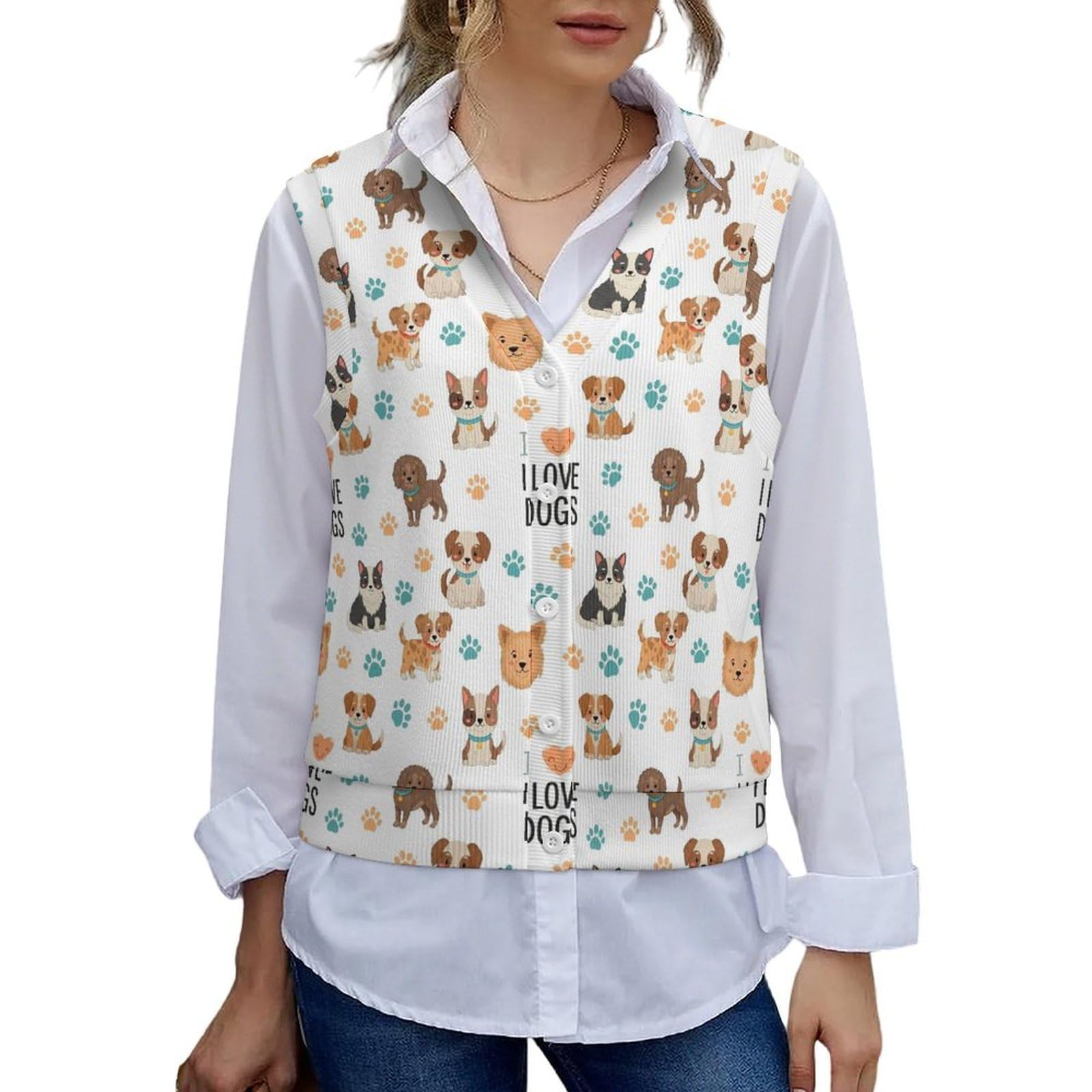 SWEET TANG Vest Tops for Women Fall Outfits Sweaters Button Up Casual Shirts Blouses Jacket Fashion Clothes