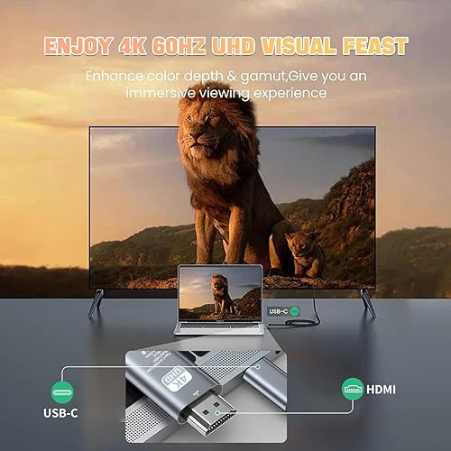 Miniatura 3 de Cable USB C a HDMI 4K a 60Hz 2M, adaptador trenzado USB tipo C a HDMI para oficina en casa Thunderbolt 43 compatible con MacBook Pro 20212020,