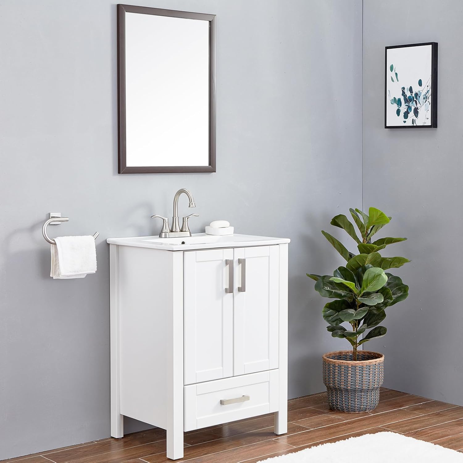 Lead-Free Commercial 2-Handle Brushed Nickel Bathroom Sink Faucet, 360° Swivel High-Arc Spout 4 Inch Centerset Lavatory Vanity Faucets Set for Bathroom Sink with Drain & Water Hoses, VLS10003BML-1 - Image 5