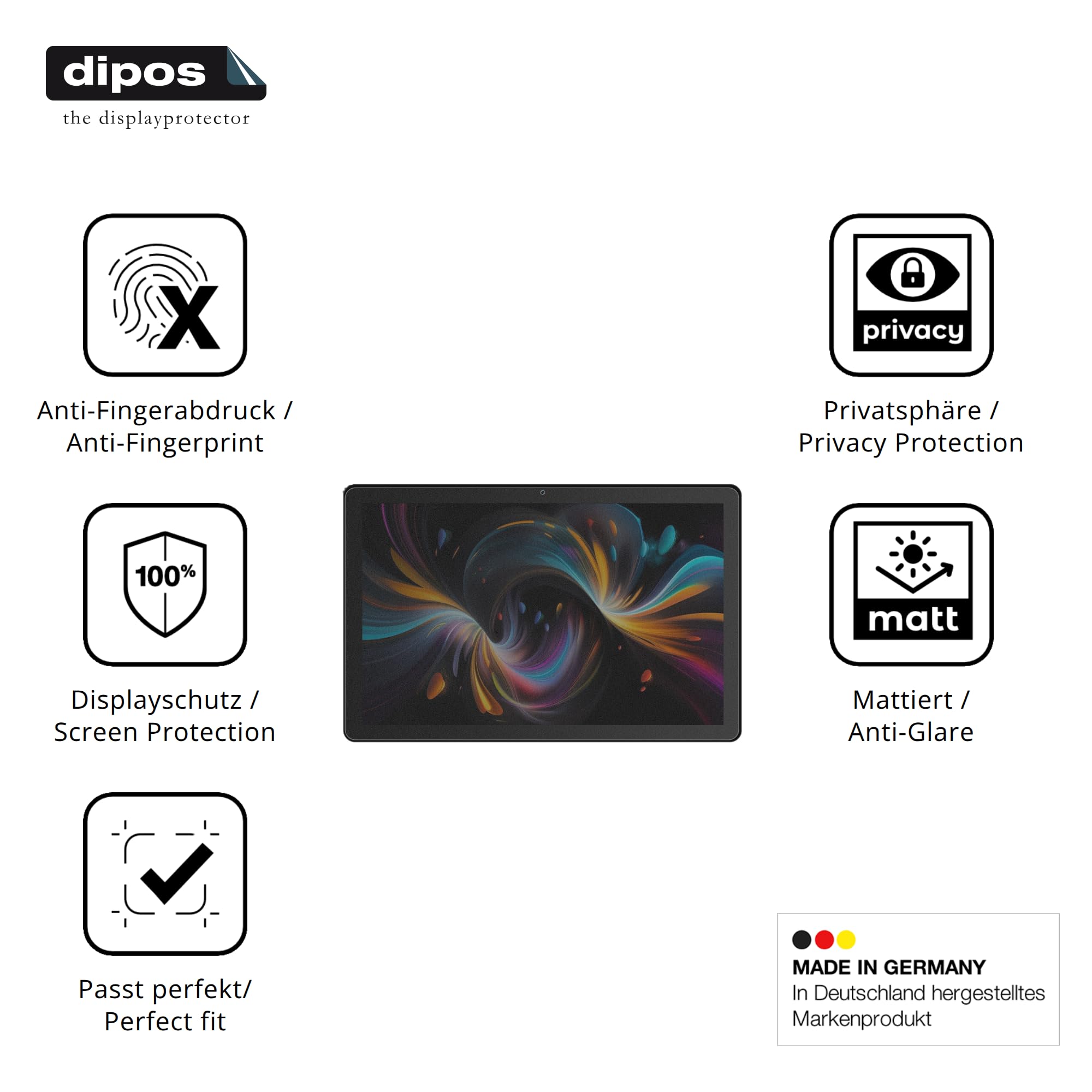 dipos Protector de Pantalla Antiespía para Wqplo G13 | Película protectora mate, filtro de privacidad 4 vías, ajuste perfecto, antiarañazos, sin burbujas, autoadhesivo