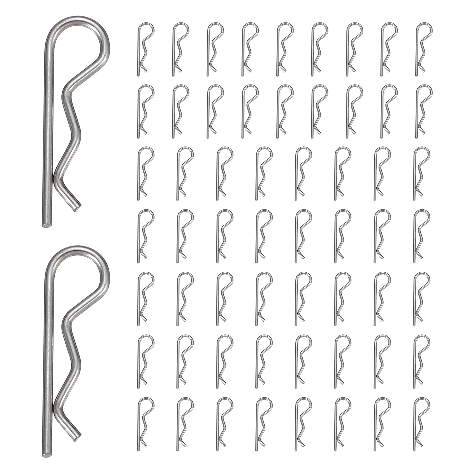 sourcing map 60pcs Cotter Pins (M1.5 x 30mm) - Heavy Duty R Clips Hitch Pin Clip Hardware Pins 304 Stainless Steel Spring Fasteners, for Trailer/Lawn Mowers/Tractor/Truck