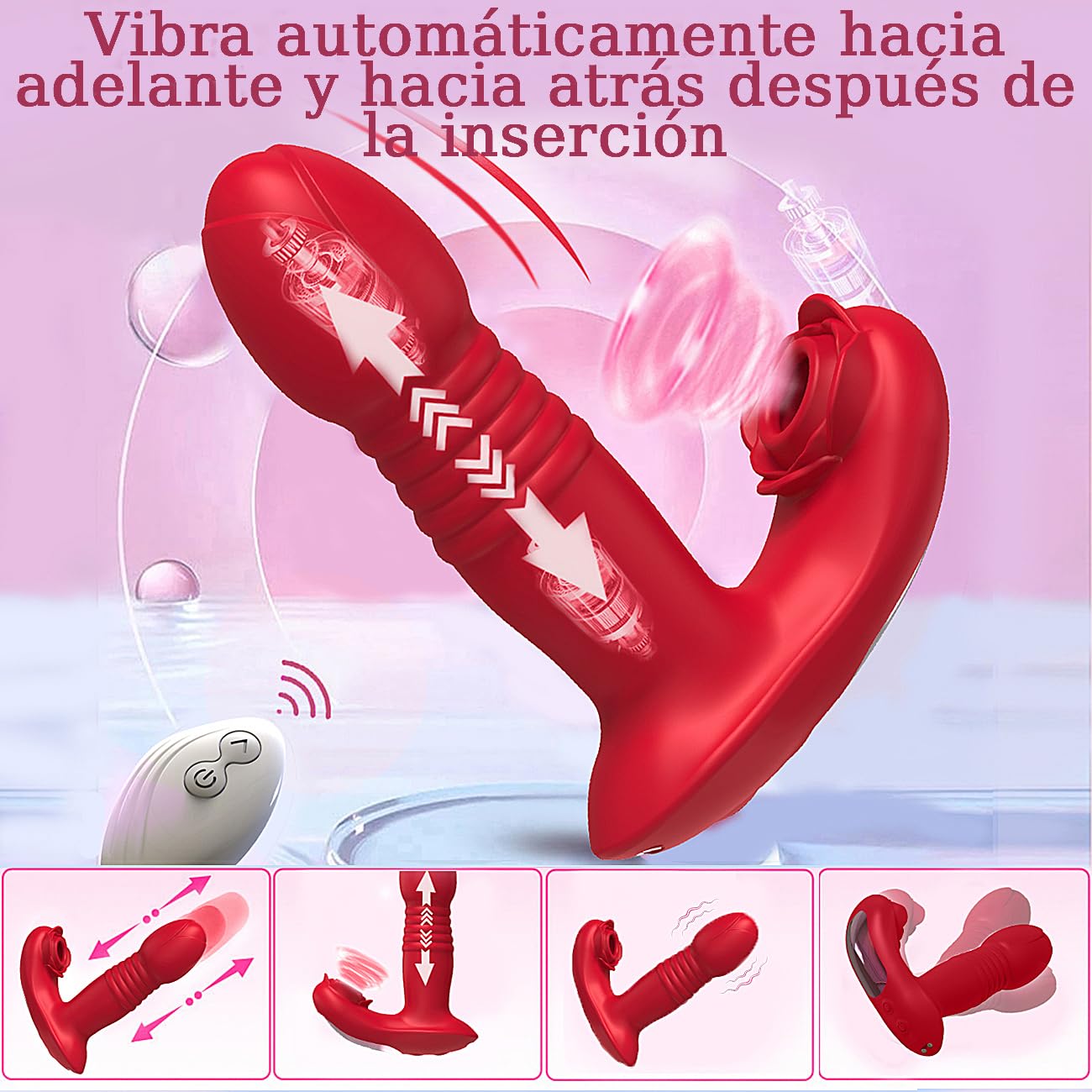 Vibradorador mujer juguetes eróticos juguetes eróticos para pareja sexuales ventosa de clítoris vibrador femenino vibración reciprocante automática modos 9x9x9 carga USB (rojo, 130 mm)