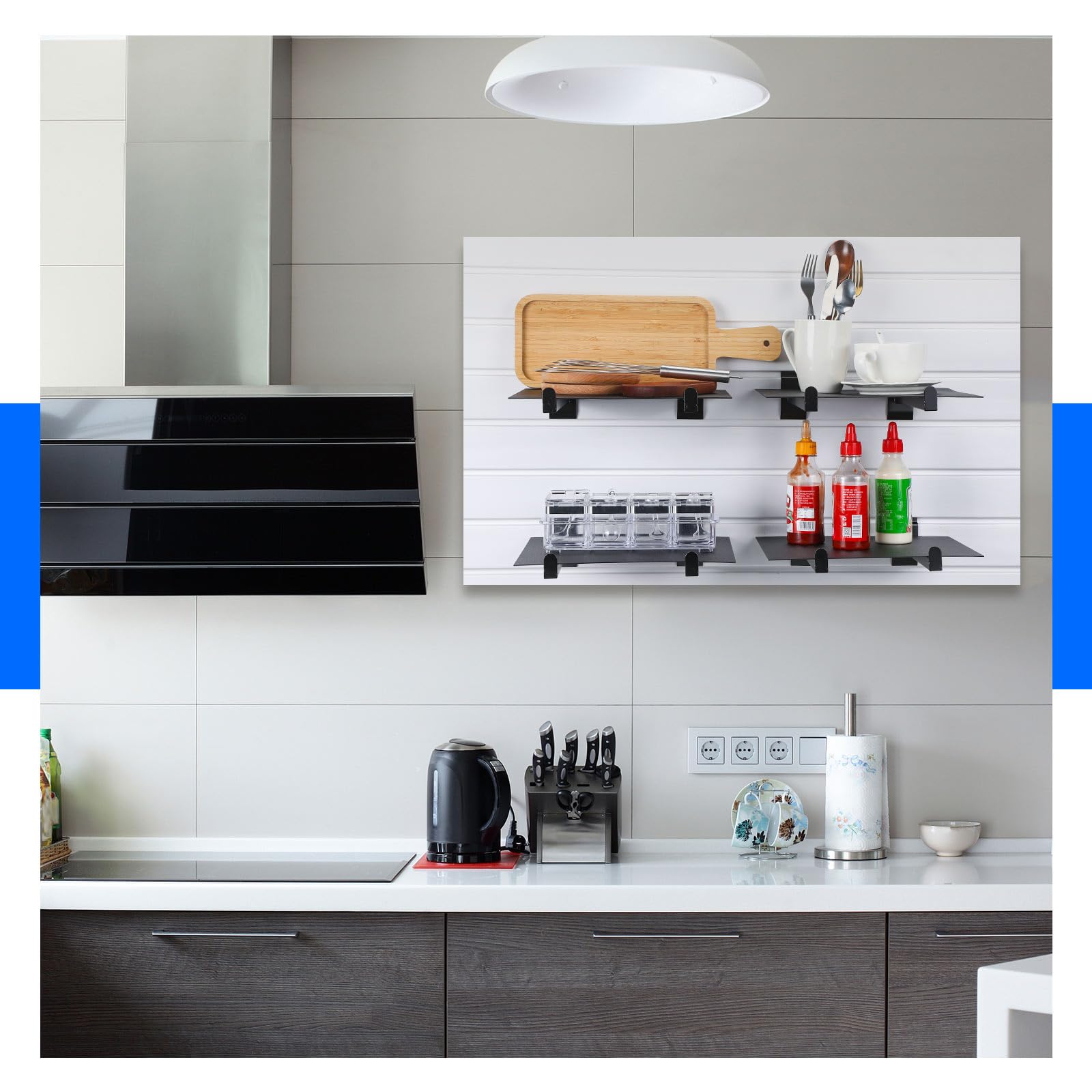 Yexiya Slatwall Ganci da 24 pezzi da 25,4 cm, accessori per pannelli Slatwall, ganci resistenti per doga, ganci da parete, ganci da esposizione per casa, garage, negozio, camera, accessori per