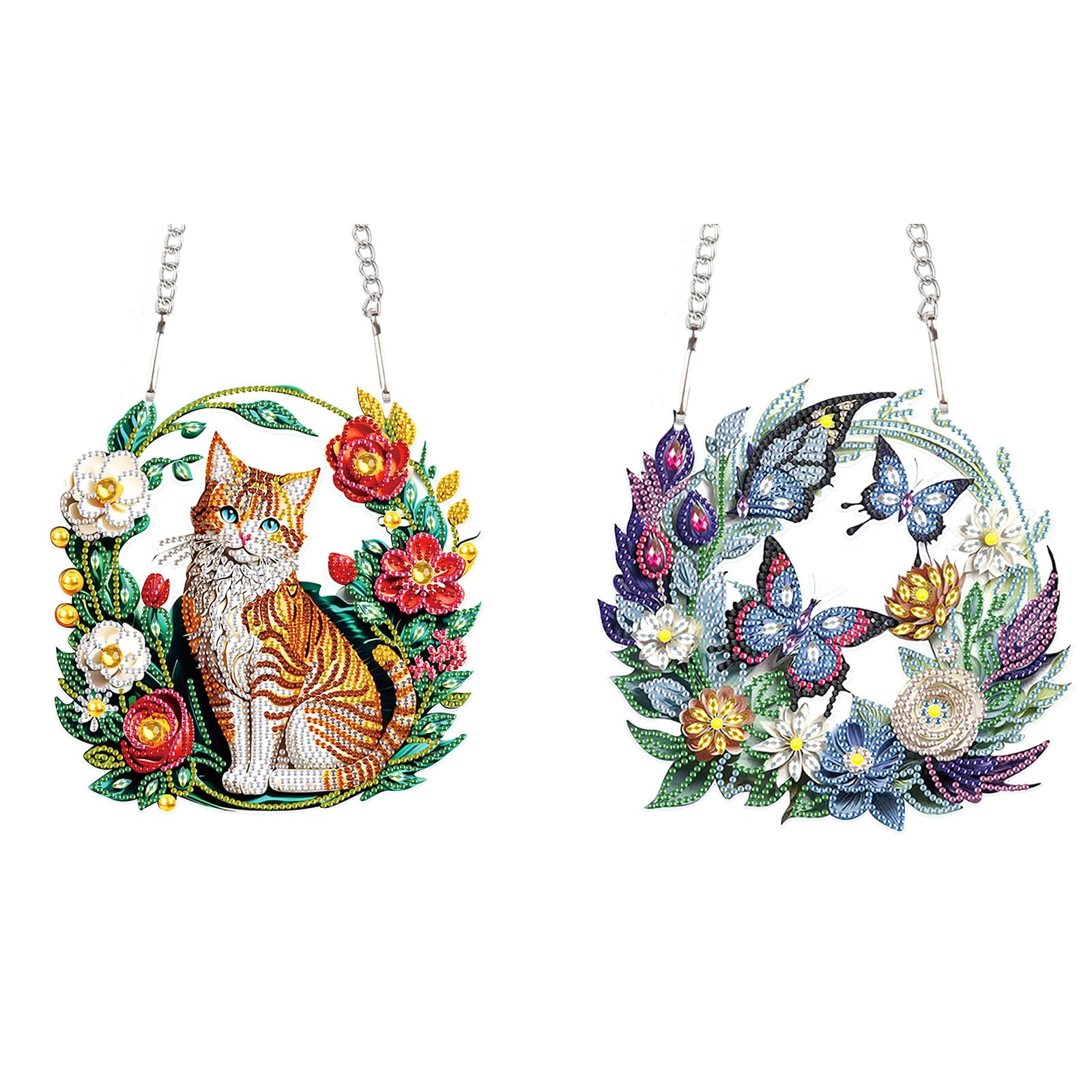 Flower Birdcage Design DIY Diamond Art Painting Wreath Kits Special Shaped Rhinestone Diamond Art Window Pendants Home Garden Wall Hanging Kits (
