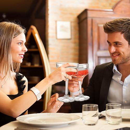 Miniatura 6 de Juego de 6 vasos de copa acanalados de 10 onzas, juego de vasos de cóctel vintage de 10 onzas, copa de Martini única, galssware clásico, juego de