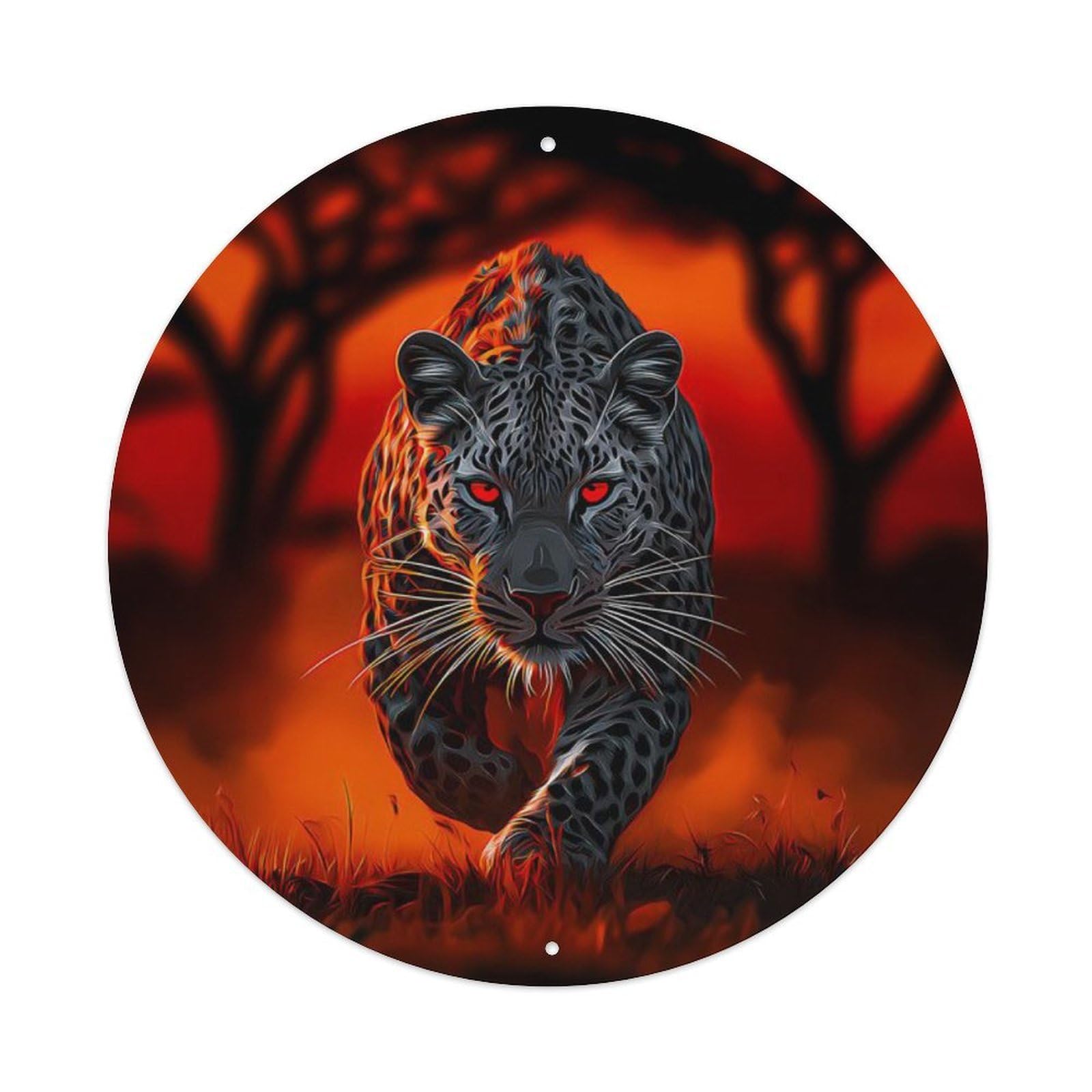 Animal Leopard African Savanna Sunset Vintage Metal Tin Sign Plaque Wall Decor for Cafe, Club Bar, Office, Garden Metal Poster 8x8Inch