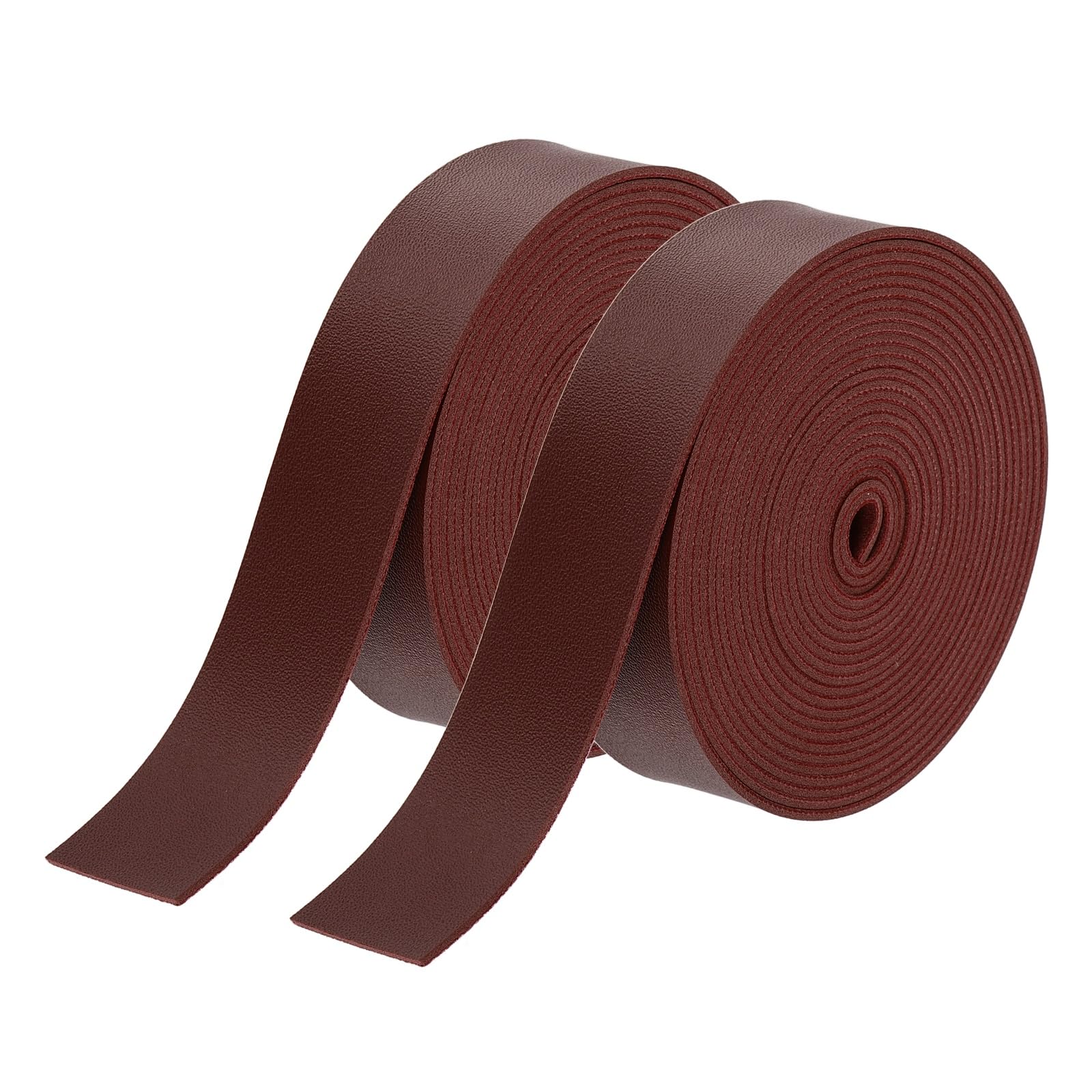 sourcing map 2Roll Faux Leather Straps, 1 Inch Wide 137.8 Inch Long PU Leather Strips Flat Cord for Clothing Bag Belt Making DIY Craft Projects (2mm Thick, Reddish Brown)