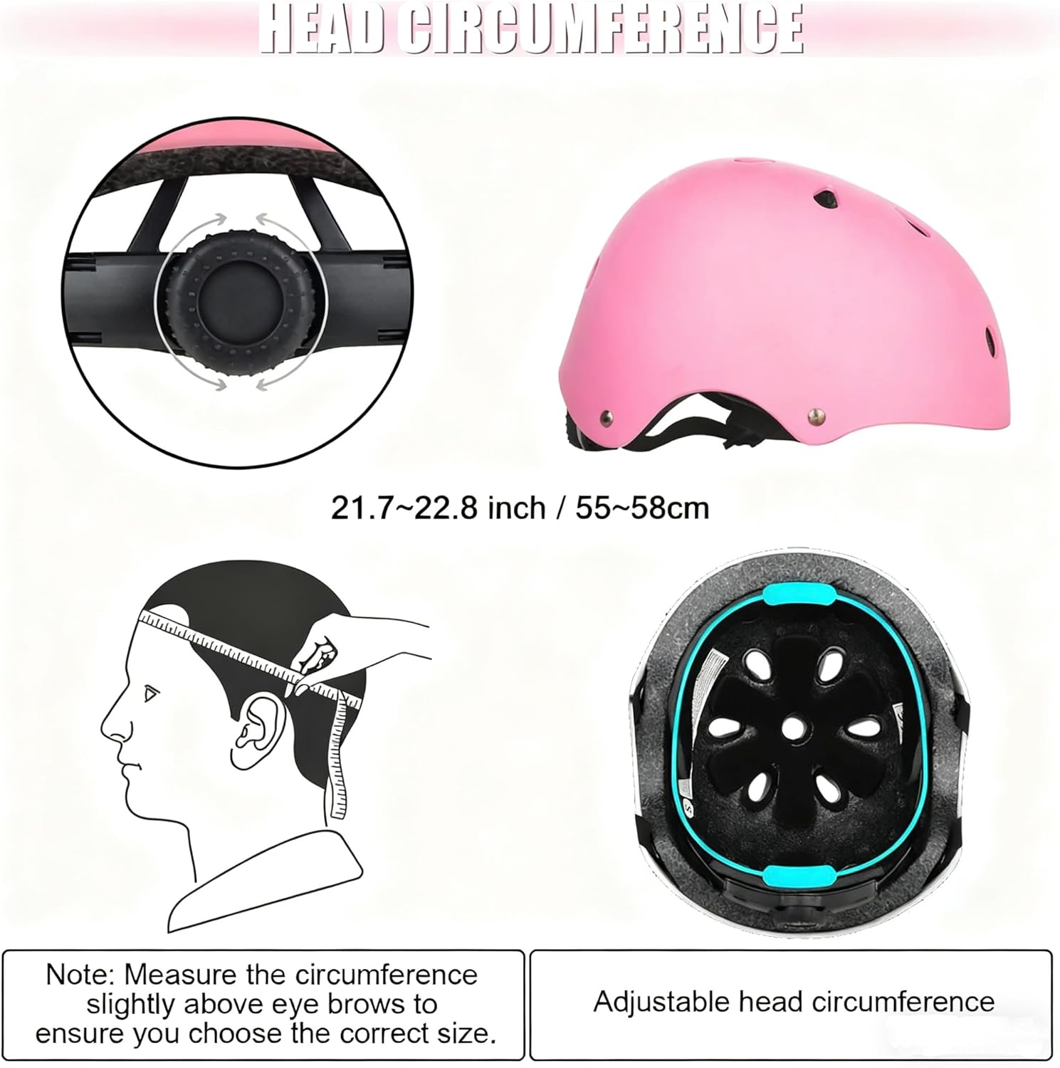 WayEee Kids Bike Helmet Set Skateboard Knee Pads, Helmet Pad Set Protective Gear Set Adjustable for Girls Kids 3-14 Helmet Elbow Pads Wrist Guards for Sport Cycling Bike Roller Skating Scooter