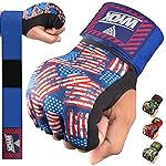 WYOX Gel Boxing Hand Wraps Inner Gloves for Men & Women, 80cm Quick Wrist Straps, Padded Knuckle Protection for Muay Thai Kickboxing, Hand Wraps for Boxing & Martial Arts (US Patriot, L/XL)