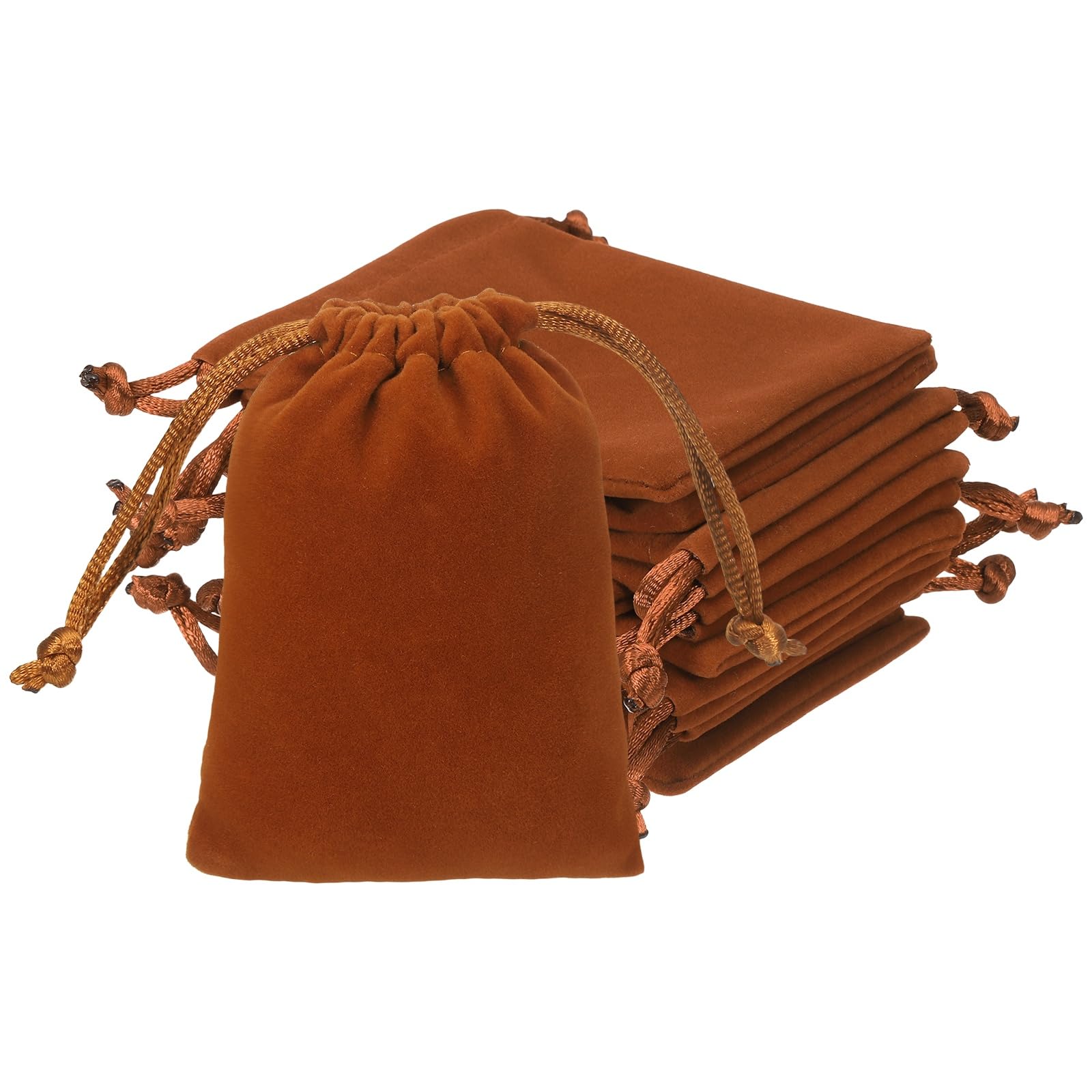 YELARXI Velvet Jewelry Bags with Drawstrings, Velvet Earring Gift Bags Wedding Favor Pouch 3 x 4 Inch Fit for Jewelry Candy Christmas Party Graduation Birthday Easter - (10 Pack, Brown)