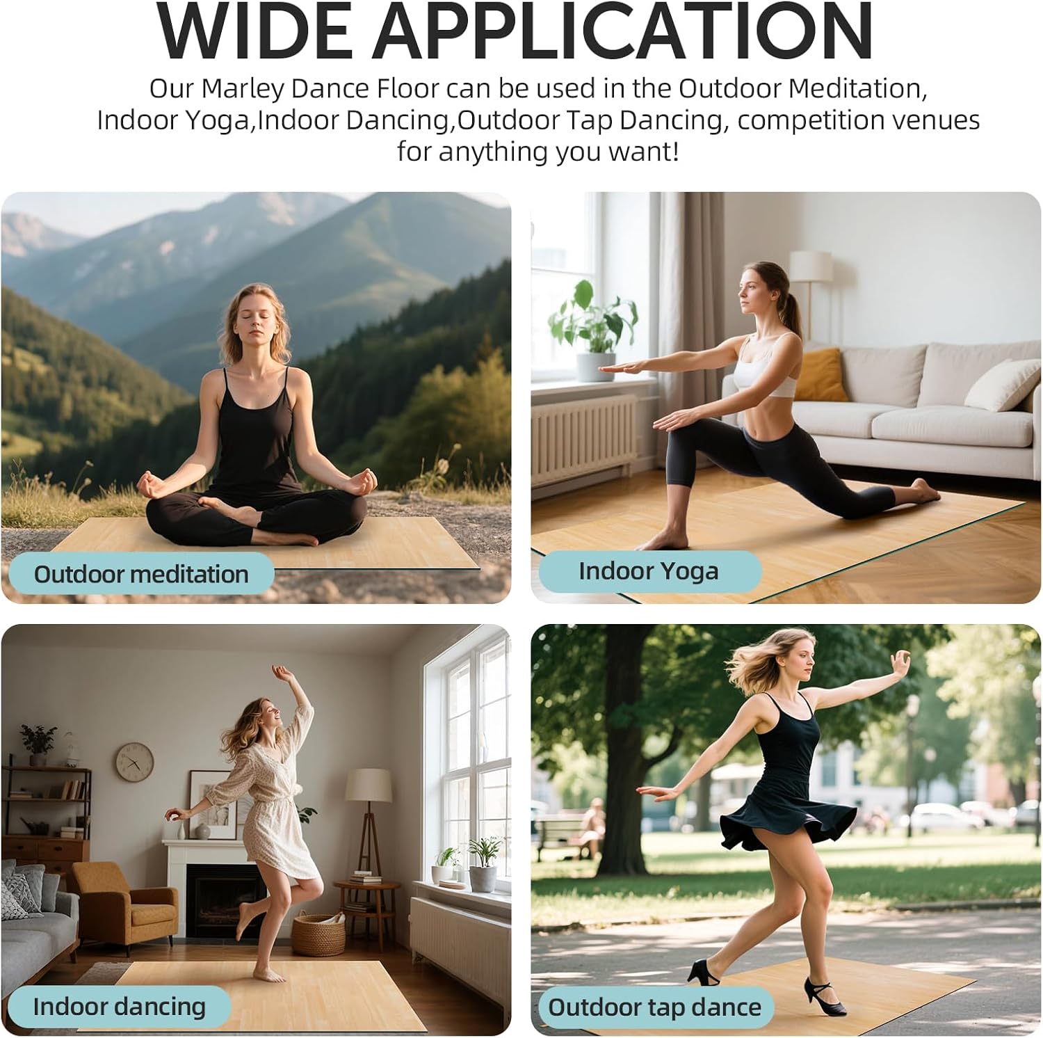 Marley Dance Floor, 3Ft x 4Ft Portable Dance Floor Mat for Ballet Jazz & Pop, Non-Slip & Shock-Absorbing Exercise Flooring for Home, Dance Schools - PVC Practice Floor for Adults