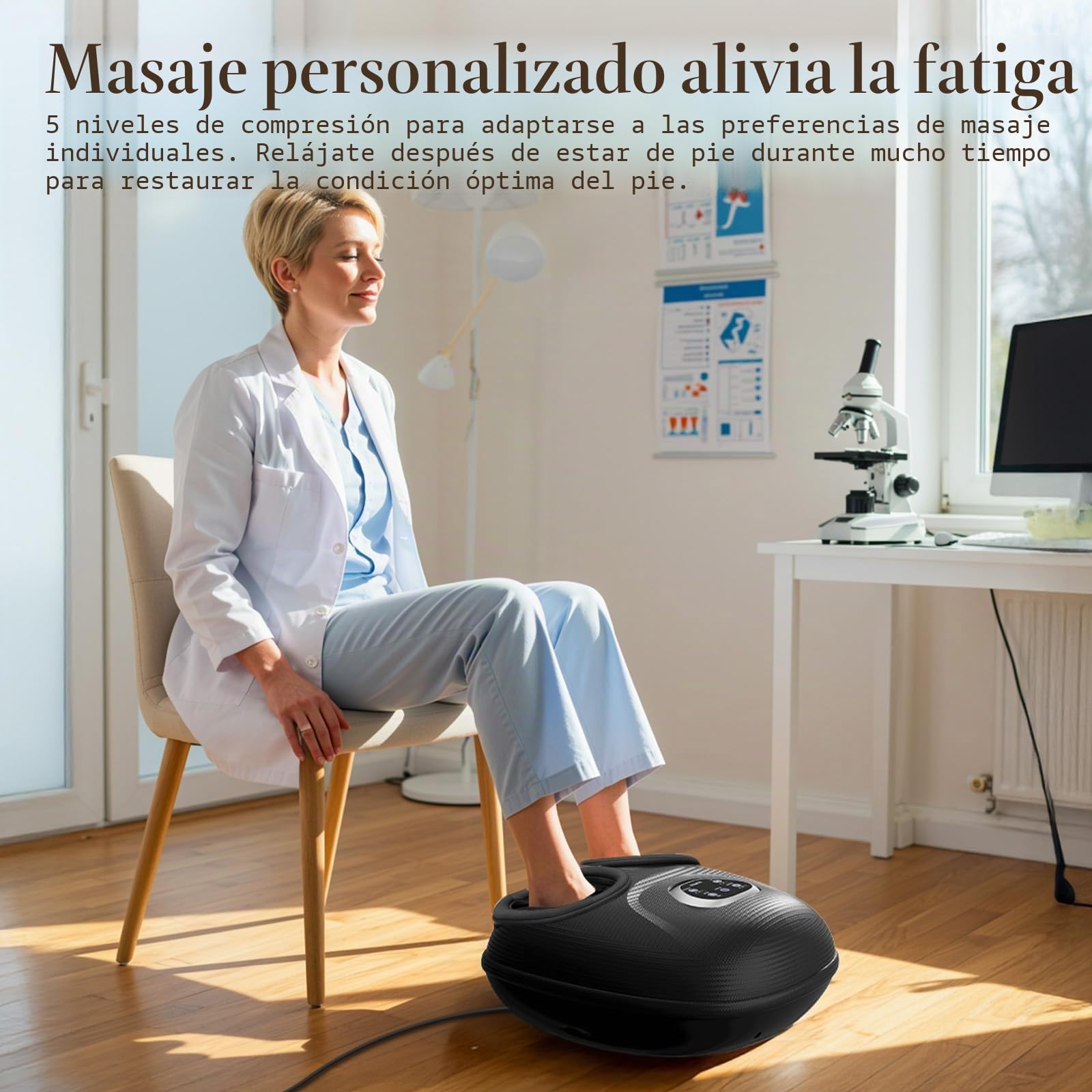 CuPiLo Máquina Masajeador de Pies Shiatsu con Calor, Vibración Ajustable y Compresión para Aliviar el Dolor de Neuropatía, Fascitis Plantar y Tensión Muscular