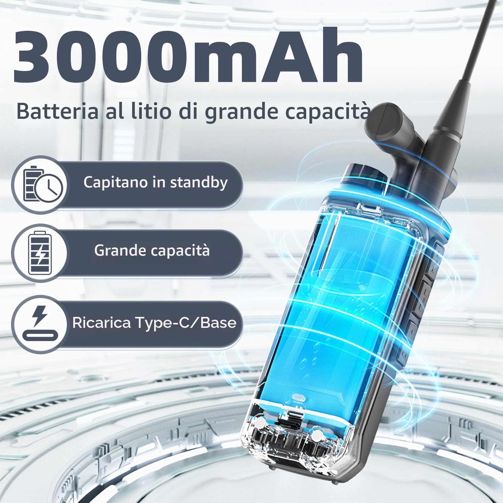 TK11(8) 999 Canali VHF/UHF Walkie Talkie, Trasceptore Portatile Ricaricabile con Grande Portata e Analizzatore Spettrale, 10W di Potenza di Uscita, NOAA, Batteria da 3000 mAh