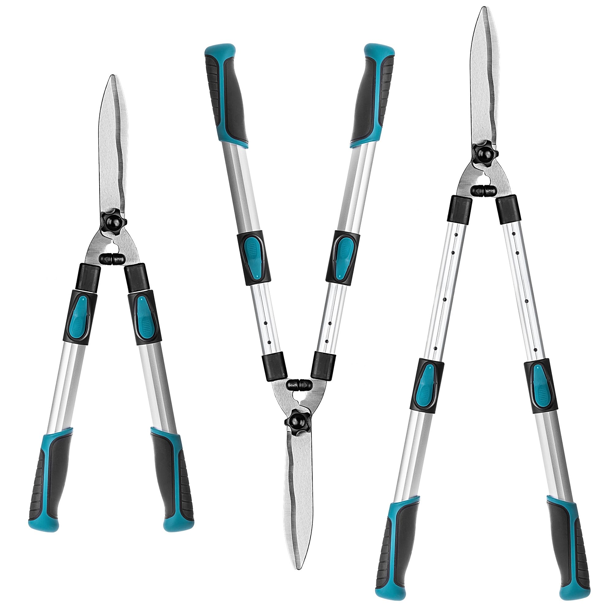 KADAX Teleskop Heckenschere 65–85 cm, manuelle Gartenschere mit ausziehbaren Aluminiumgriffen und scharfen Stahlklingen, Astschere für Hecken, Strauchschere