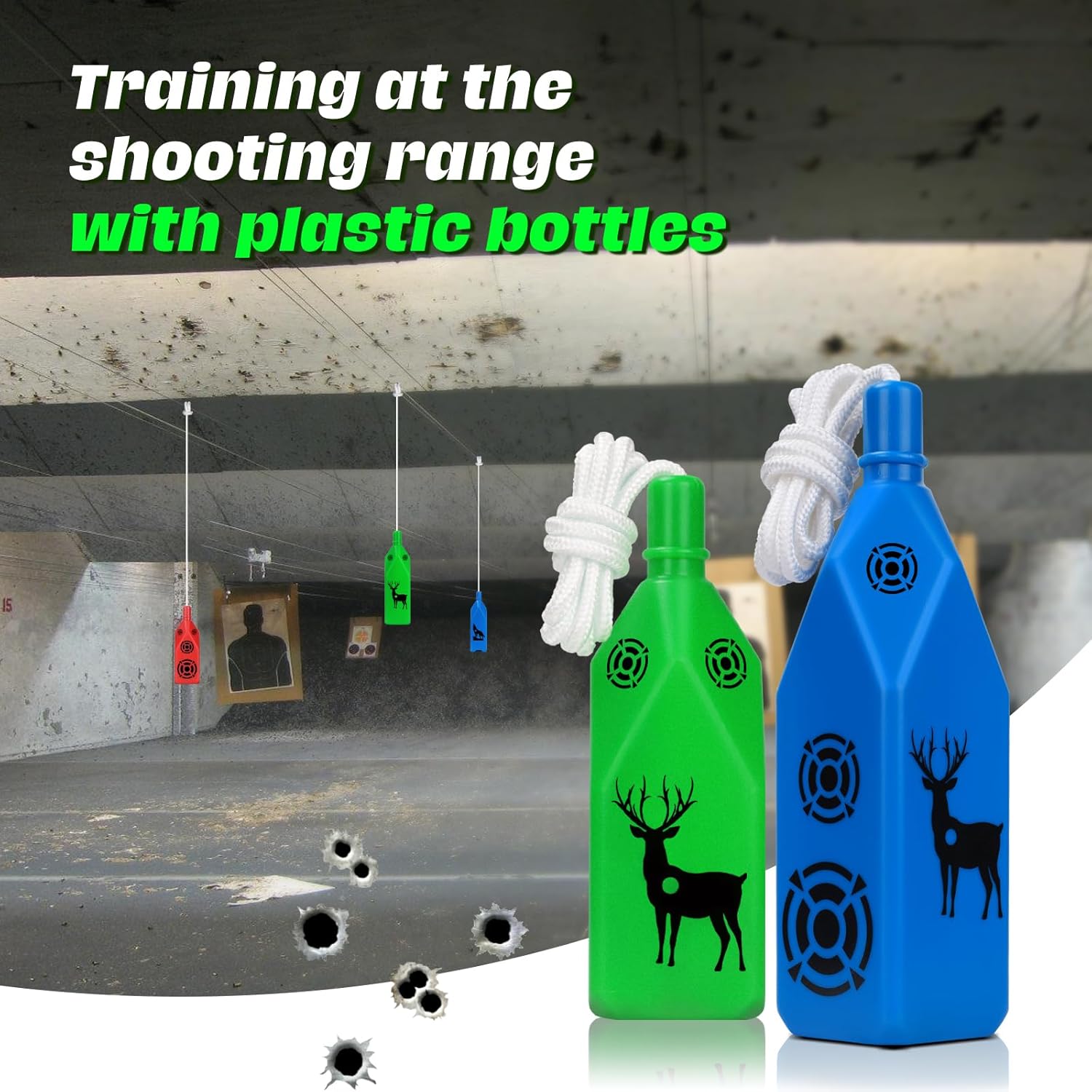 Ideagle 3/6 Pack Shatterproof Bottle Shooting Targets, Plastic Bottles for Backyard Shooting, with Hanging Rope for Target Practice, Ideal for Indoor and Outdoor Training