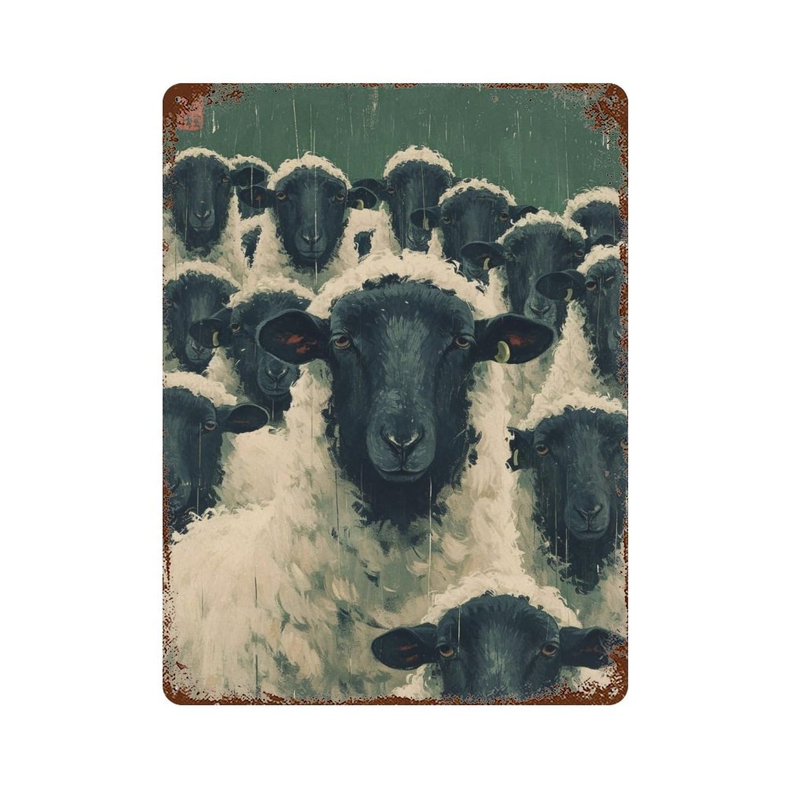 Black Sheep Painting Art Rusty Metal Tin Sign 15.7"x11.8", for Pub, Kitchen And Man Cave Decor, Novelty Wall Decor