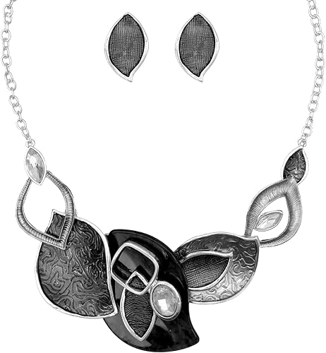 Boho Statement Necklace Earrings Jewelry Set for Women Bohemian Prom Party Costume Accessory Enamel Crystal Jewelry