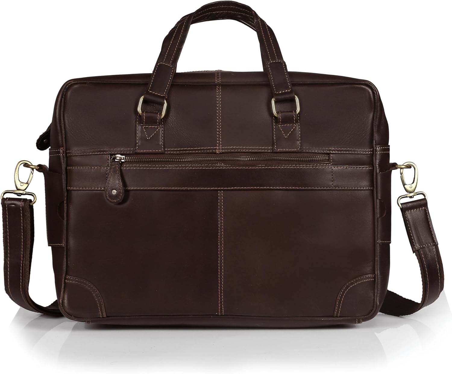 Premium Leather Briefcase for Men and Women, 16-Inch Laptop Bag, Brown - Ideal for Work, Travel, and Daily Use