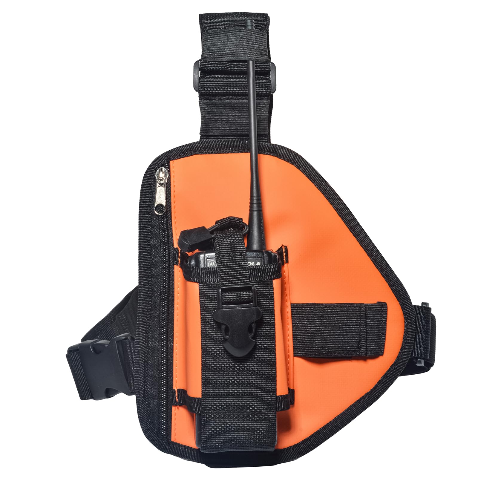 HYS Nylonowa uprząż na klatkę piersiową, regulowany pasek na ramię do wędrówek / użytku taktycznego, lekka torba crossbody z kieszeniami na zamek błyskawiczny, do dwukierunkowego radia Motorola