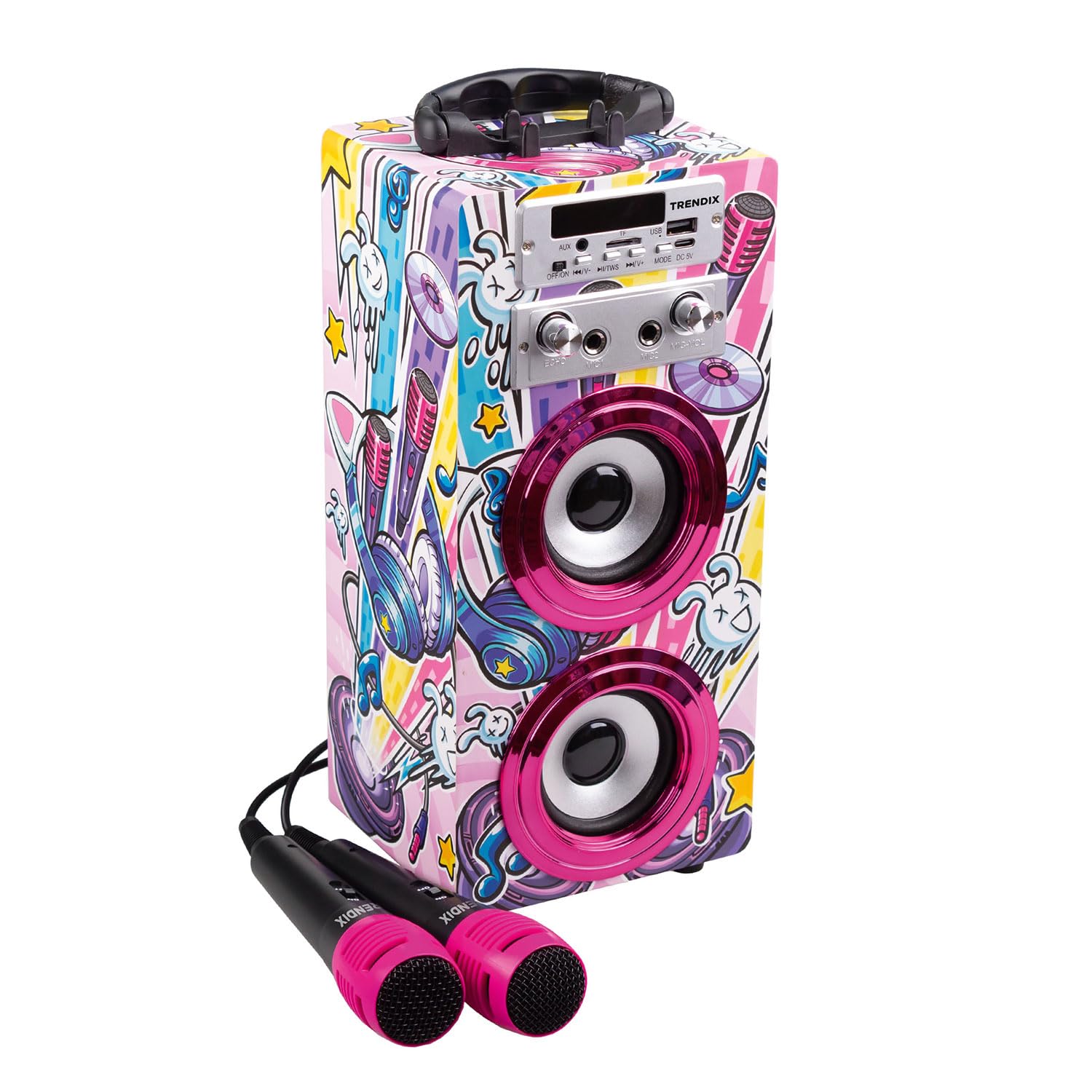 Trendix - Karaoke Party Edition | Enceinte Karaoke | Karaoké Enfant 2 Microphones | Karaoke Enfant Fille Complet | Enceinte Karaoké avec Micro | Cadeau Fille