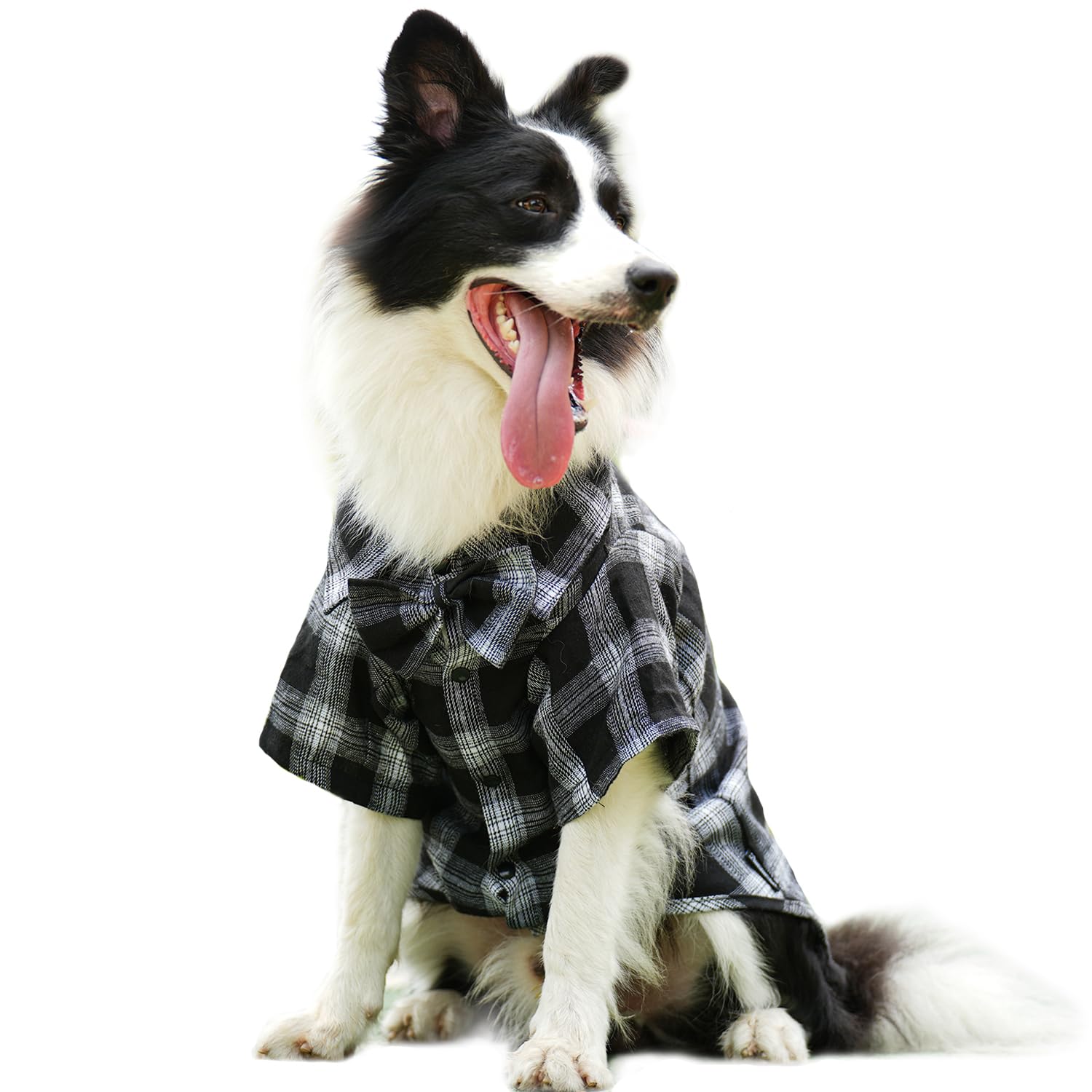 Pet Shirt Clothes for Dogs and Cats Puppy Plaid Cotton Polo Shirts Adorable Casual Pet Apparel T Shirts (Black&White, Medium)