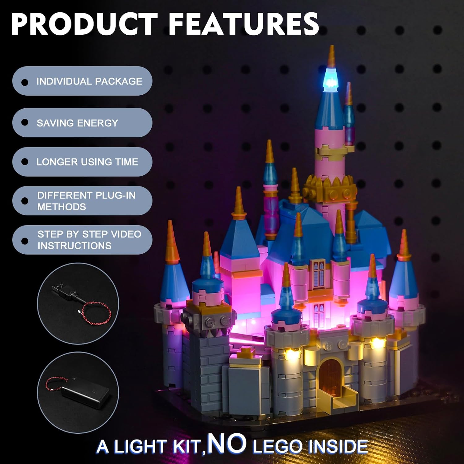 BrickBling LED Lighting Kit Compatible with Lego Mini Sleeping Beauty Castle, Creative Light Compatible with Lego 40720-No Model Included