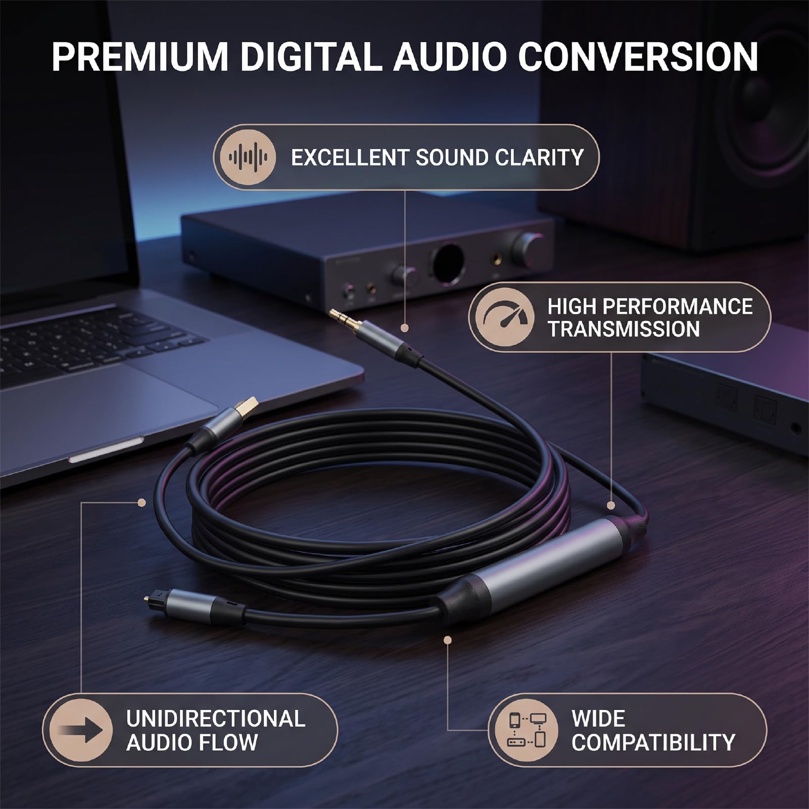 banapoy Cavo Adattatore da 3.5mm AUX a Ottico per TV
