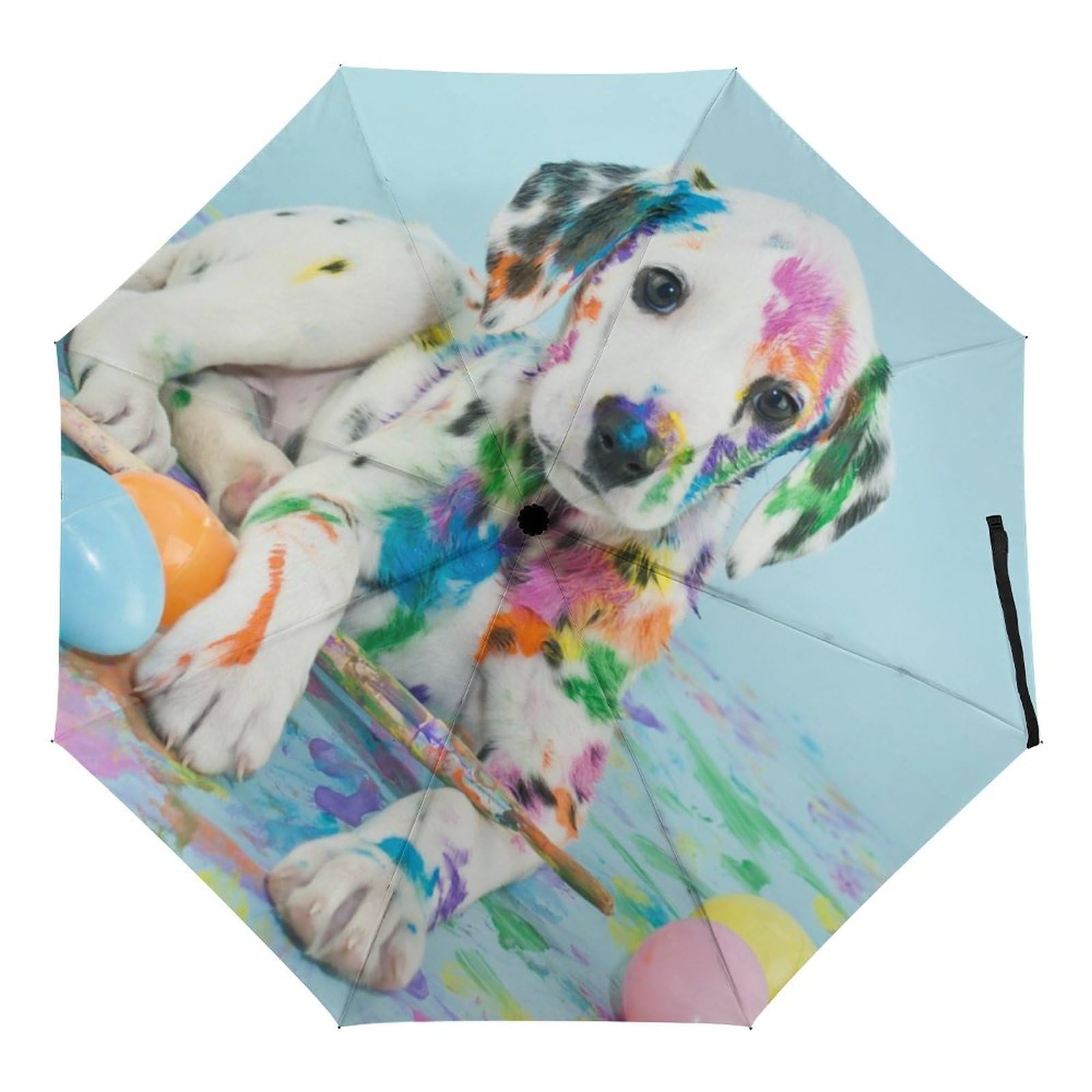 ORENZ Automatic Dalmatian Dog Folding Umbrella, Light Windproof, Portable Travel Umbrella