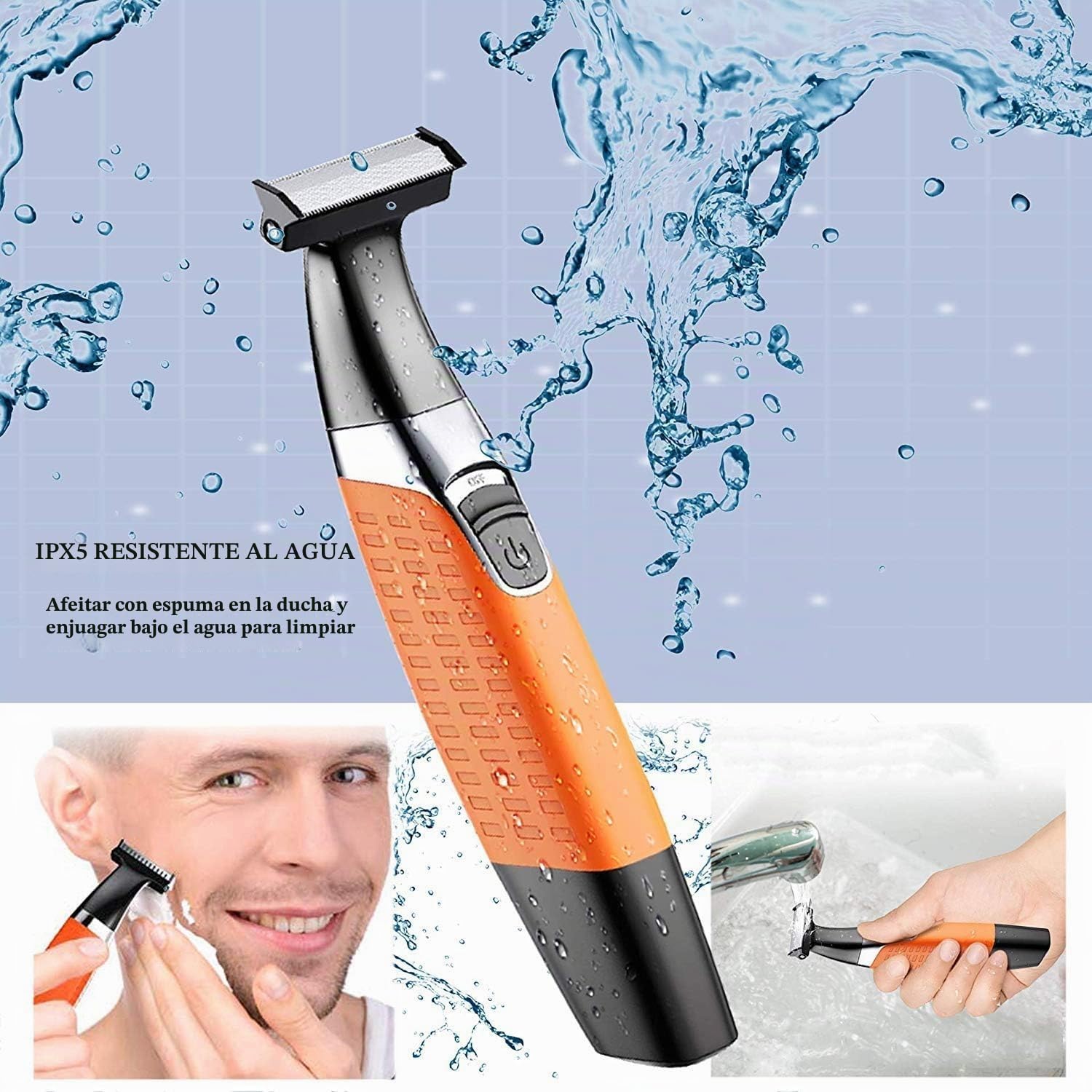 Afeitadoras eléctricas, recortadora de barba para hombres, resistente al agua, afeitadora de barba inalámbrica recargable por USB, removedor de pelo para cejas