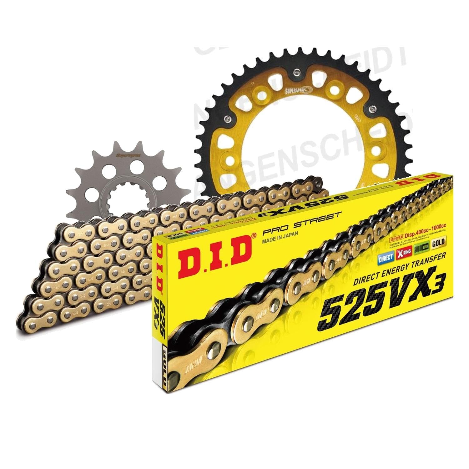 Kettensatz DID Stealth 525VX3 / 108 Endlos gold für Honda CBR F FS 600 ccm Bj. 2001-2013