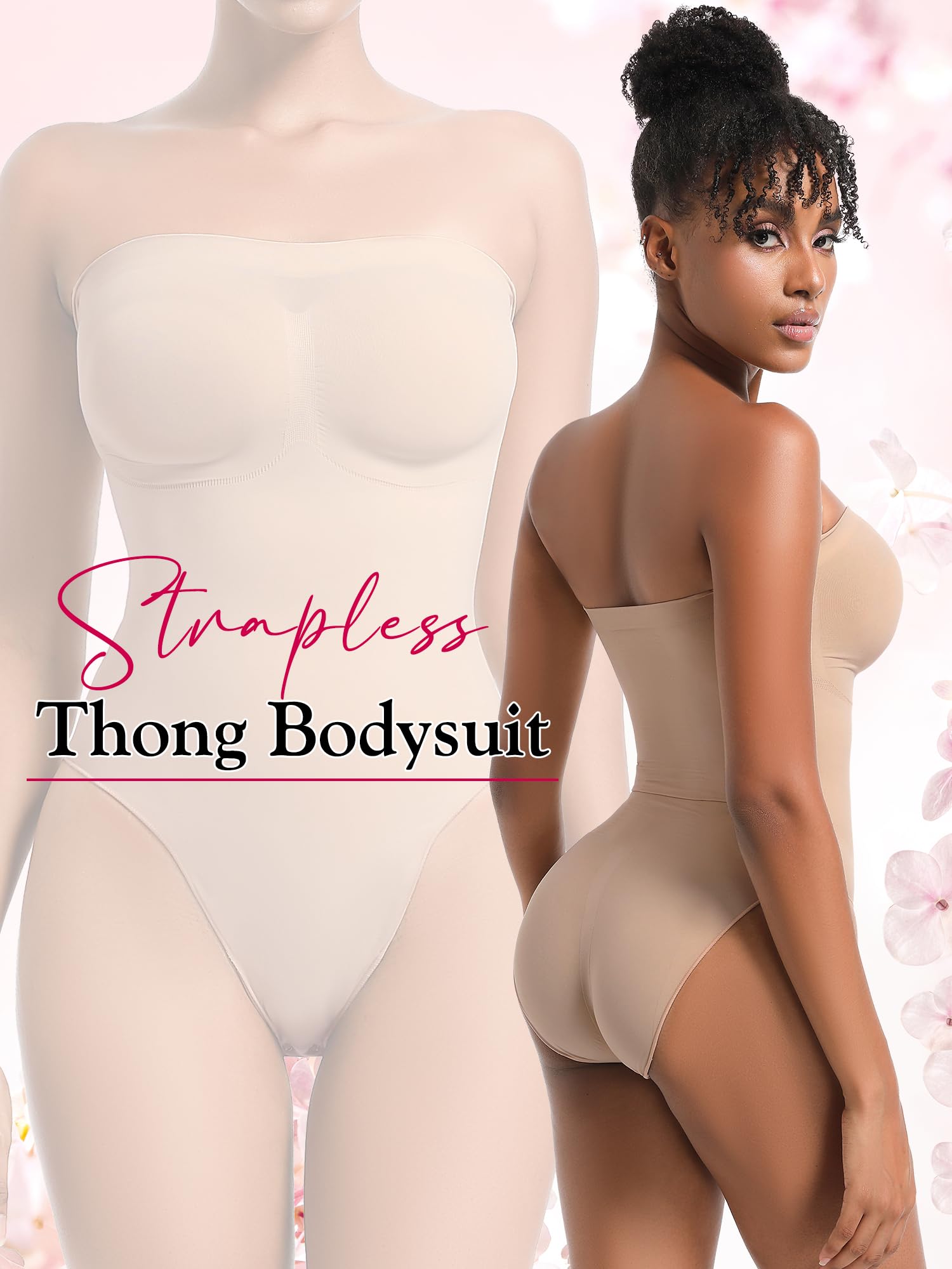 Atbuty Body sin tirantes, sin costuras, moldeador, control de abdomen, moldeador de cuerpo con correas extraíbles
