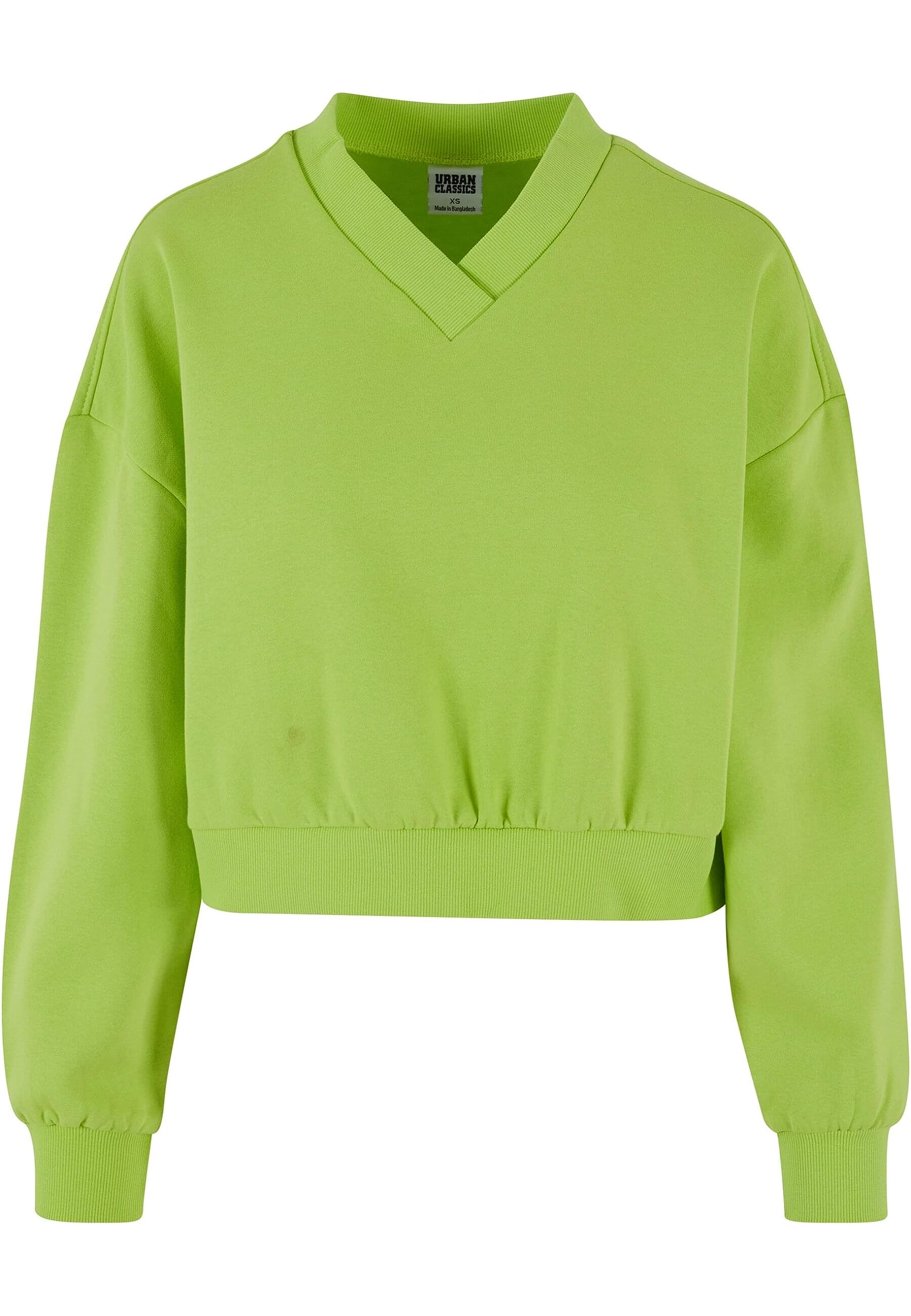 Urban Classics Women's Ladies Cropped V-Neck Sweatshirt, Frozenyellow, XXXL