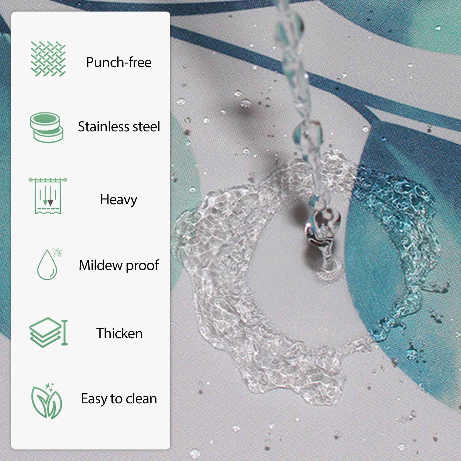 Rideau De Douche 180x200CM Polyester Imperméable Tissu Lavable En Machine Rideau Salle De Bain Blanc 93580791