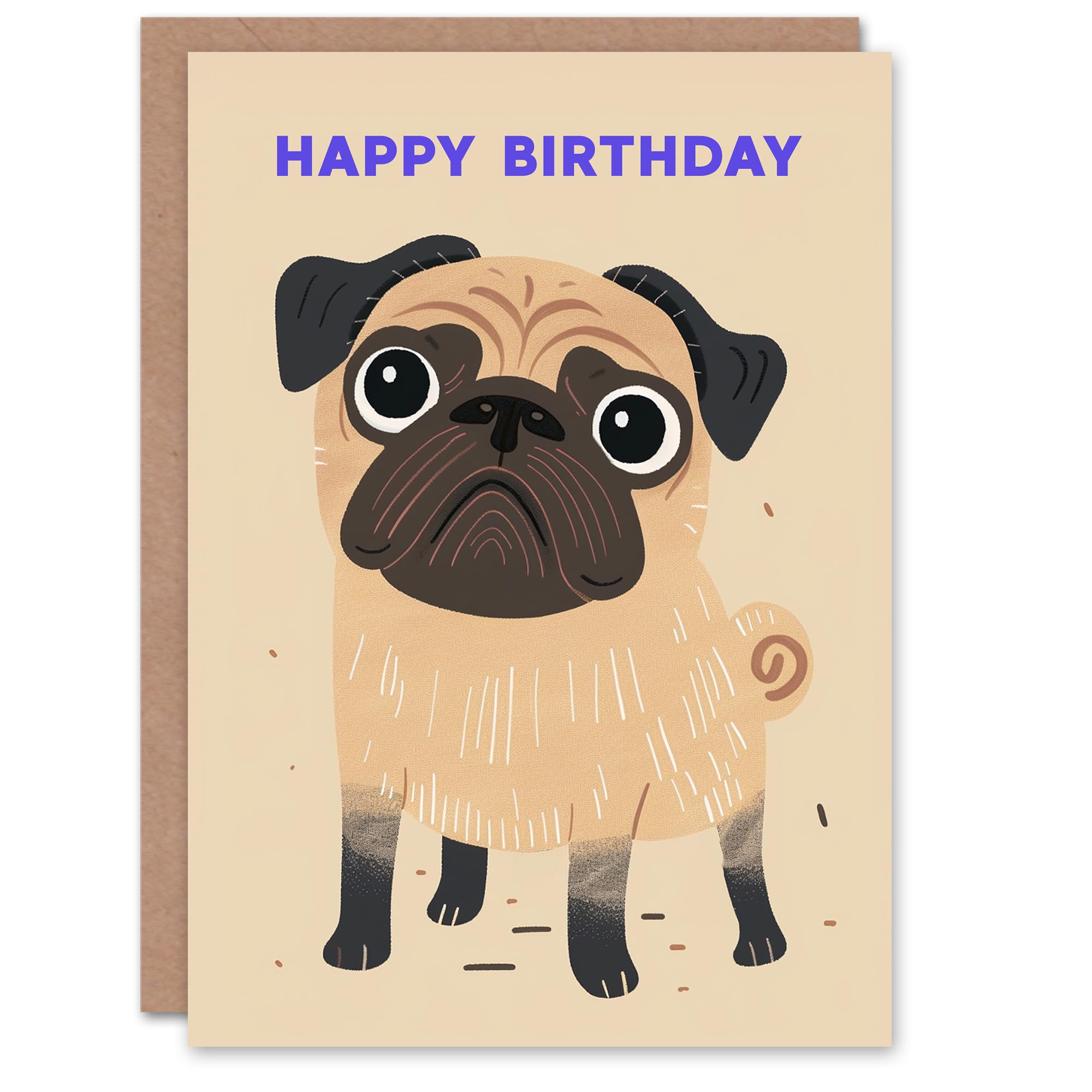 Artery8 Birthday Card Dog Lover Cute Pug Puppy Pet For Child Kids Son Daughter Greeting Card