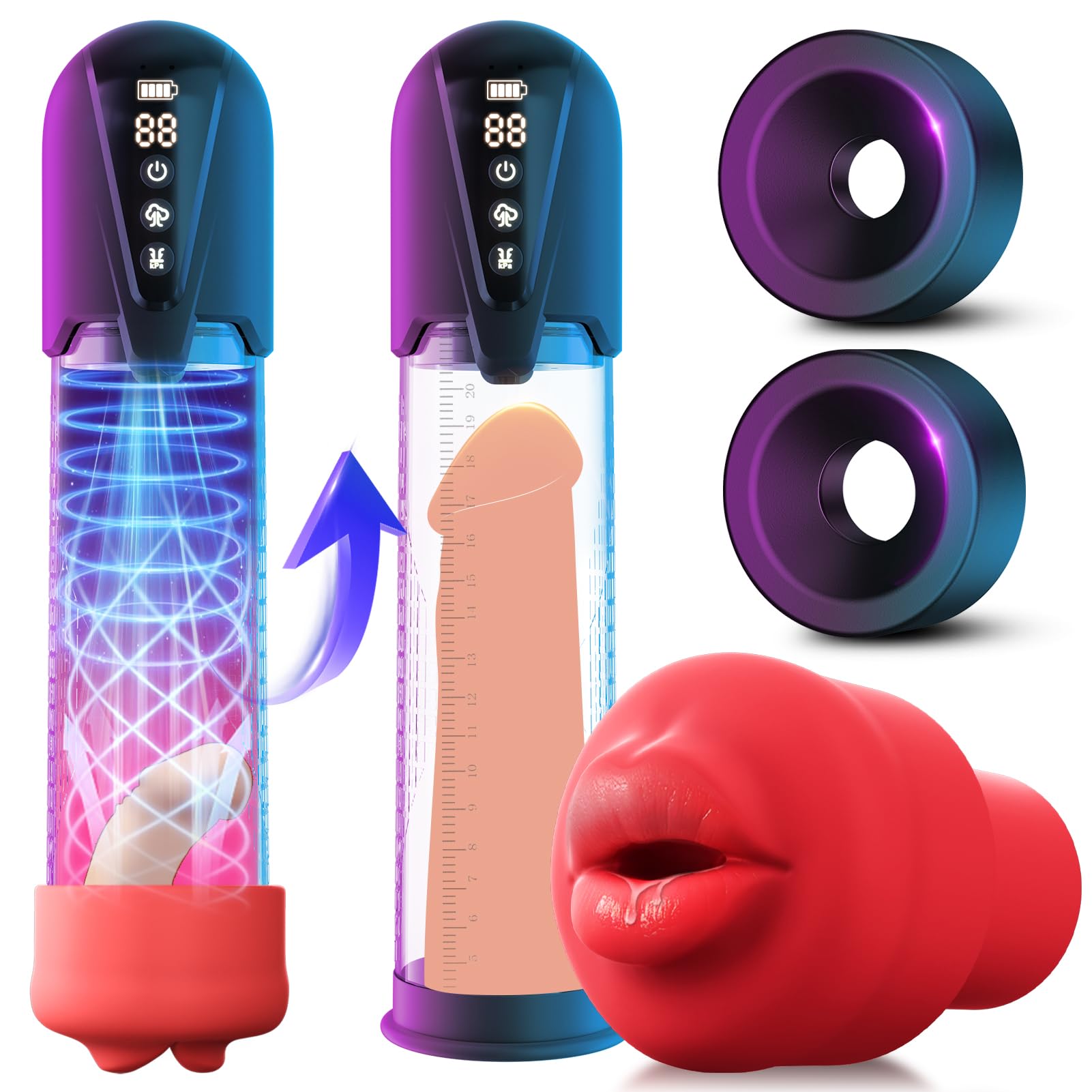 penispumpe 6 saugmodi Penispumpe mit 10 Vibrations- und 6 Saugmodi, Penisverlängerung für Mä – BKC