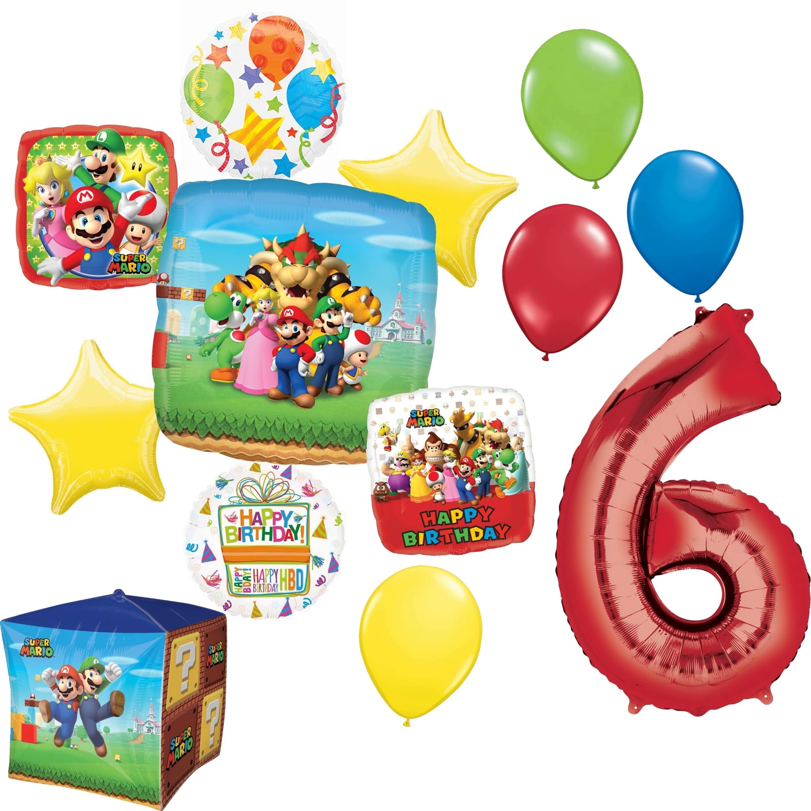 Anagram Mario Bros Party Supplies 6th Birthday Balloon Decorations