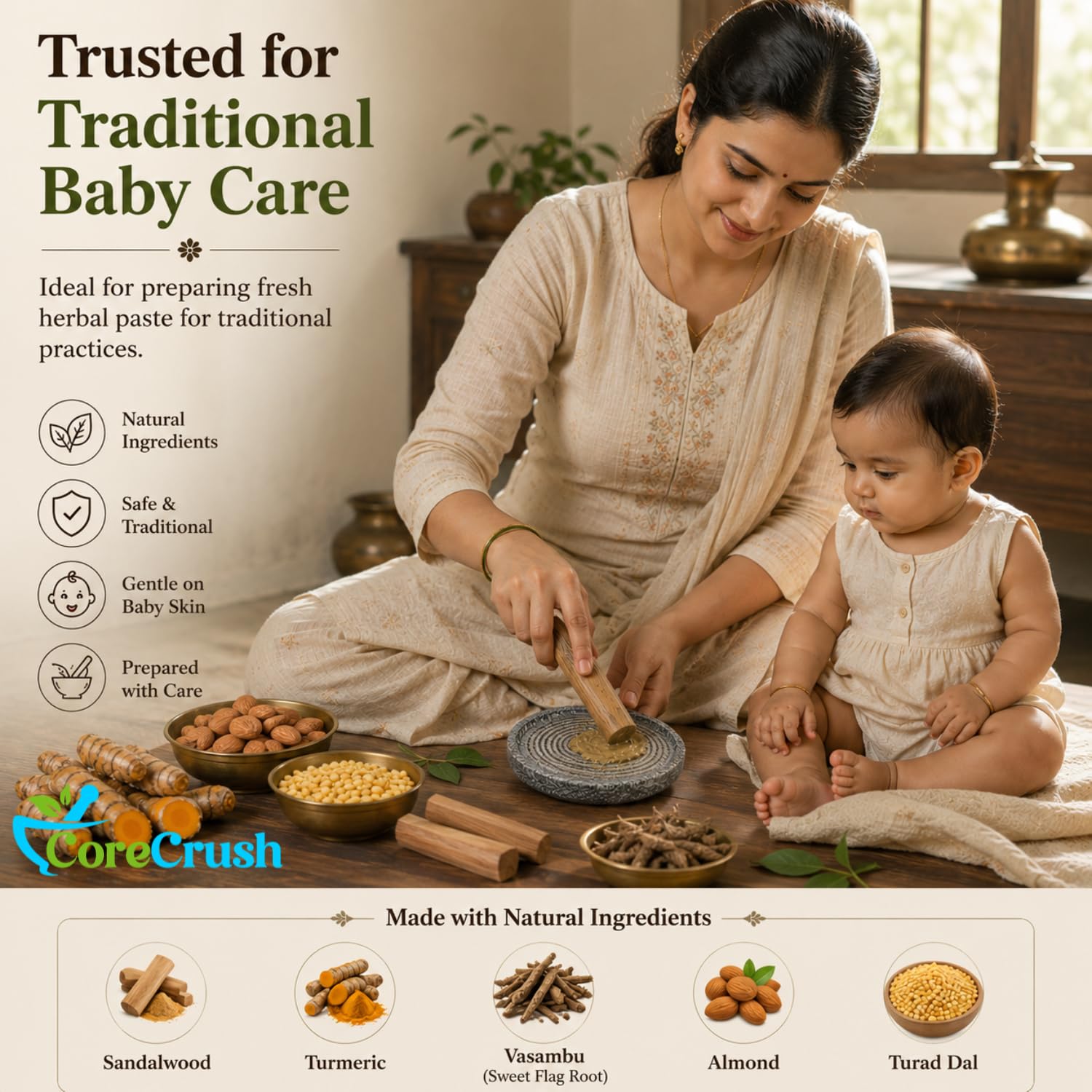 Haldi Grinder Stone - Natural Spice Grinding Slab -6 Haldi Grinder Stone - Natural Spice Grinding Slab -6
