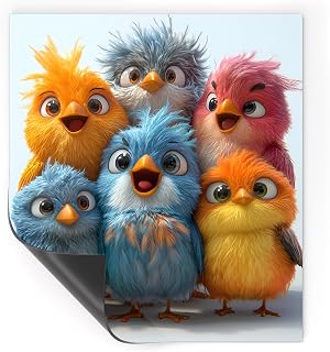 Colorful Birds Dishwasher Covers Decorative,Refrigerator Magnetic Cover Sticker,Magnetic Decals for Home Appliances,23 * 26 in(MDSO7)