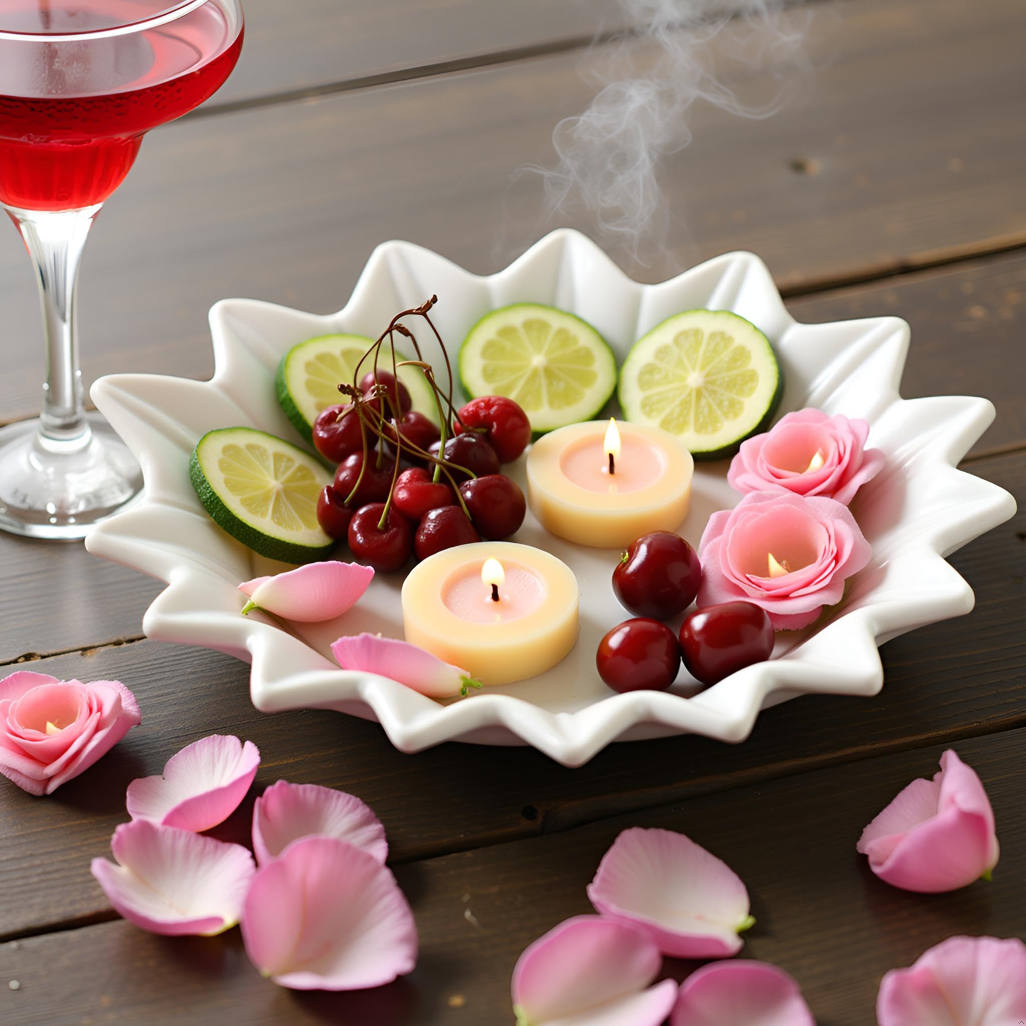 NikkisPride Decorative Hand Carved Multi- Utility Marble Flower Shape Serving Bowl Hand-Carved Marble Lotus Dish (Size 12 Inch)