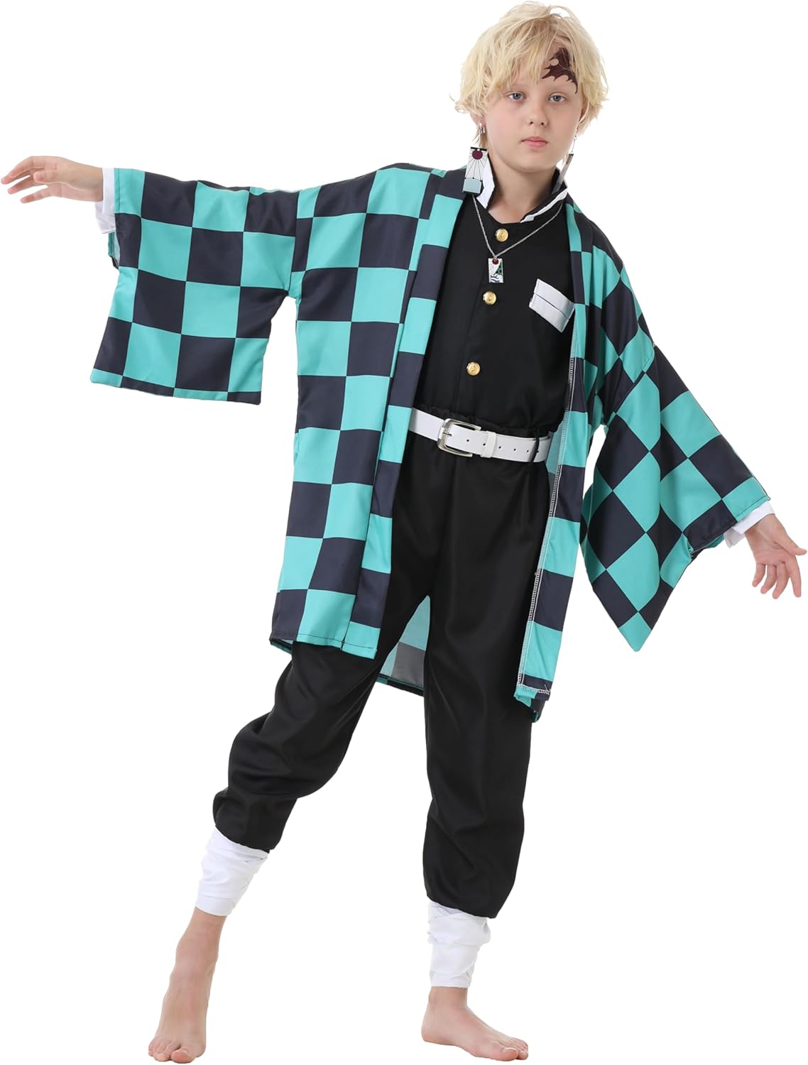 Halloween Cosplay Costumes Green Anime Kimono Outfits Cape Festival Uniform Dress Up for Boys Men - Image 6