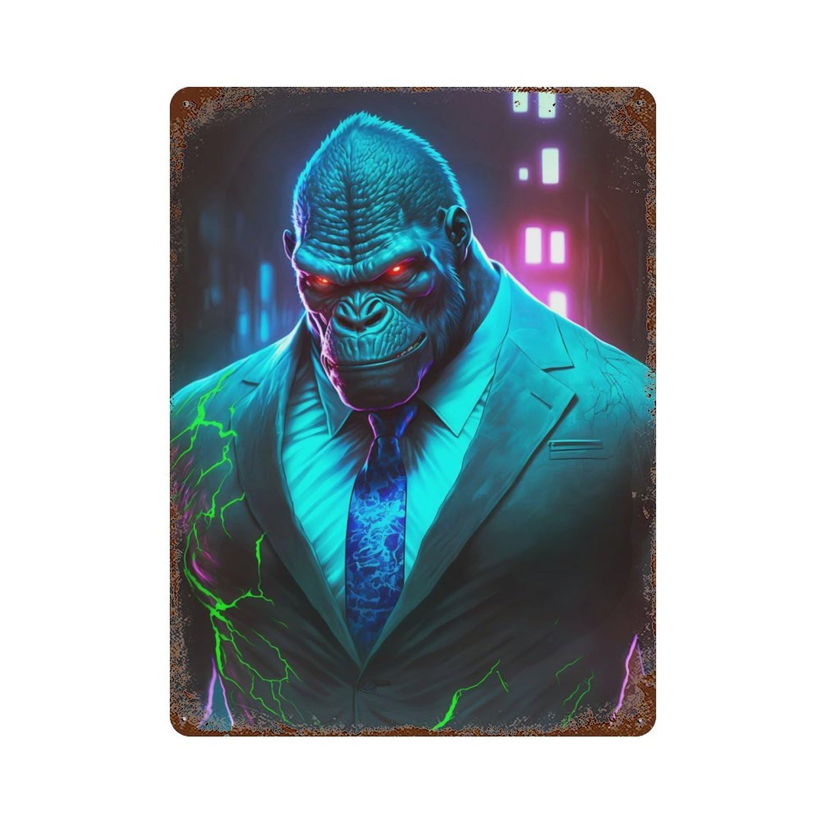 Boss Gorilla in Suit Vintage Rust Metal Sign 15.7"x11.8", Retro Wall Decor for Garage, Pub Or Kitchen