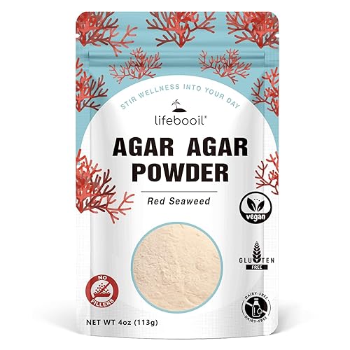 Agar Agar en polvo, sustituto de gelatina vegano sin sabor, sin OMG, sin gluten, sin aditivos ni conservantes, 4 onzas